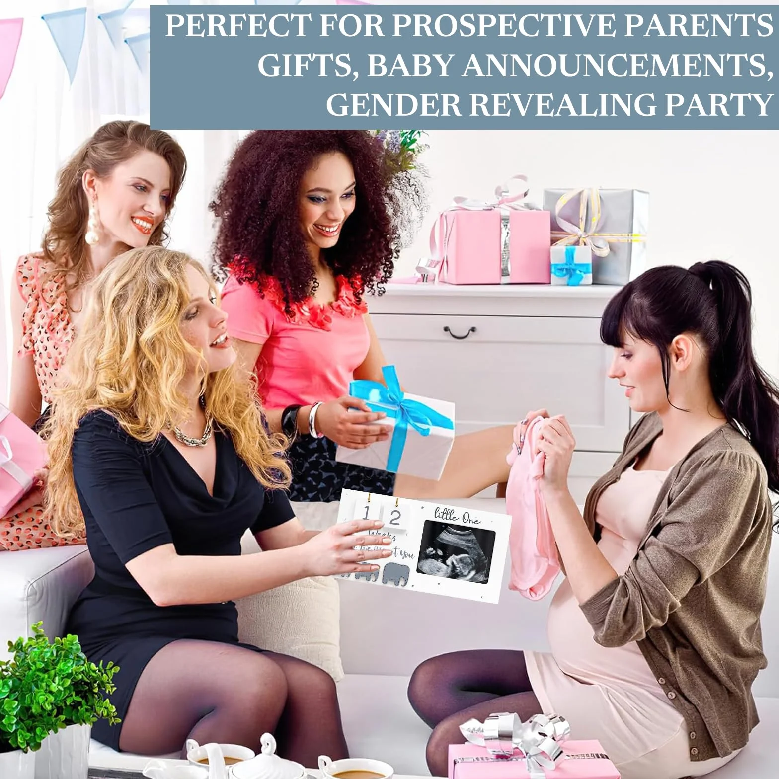 PANYI Cornice per Ecografia Gravidanza Frame di Foto in Legno Regalo Donna in Gravidanza Cornice per Neonato Con Conto Alla Rovescia Delle Settimane Del Bambino Regali per Mamme in Attesa