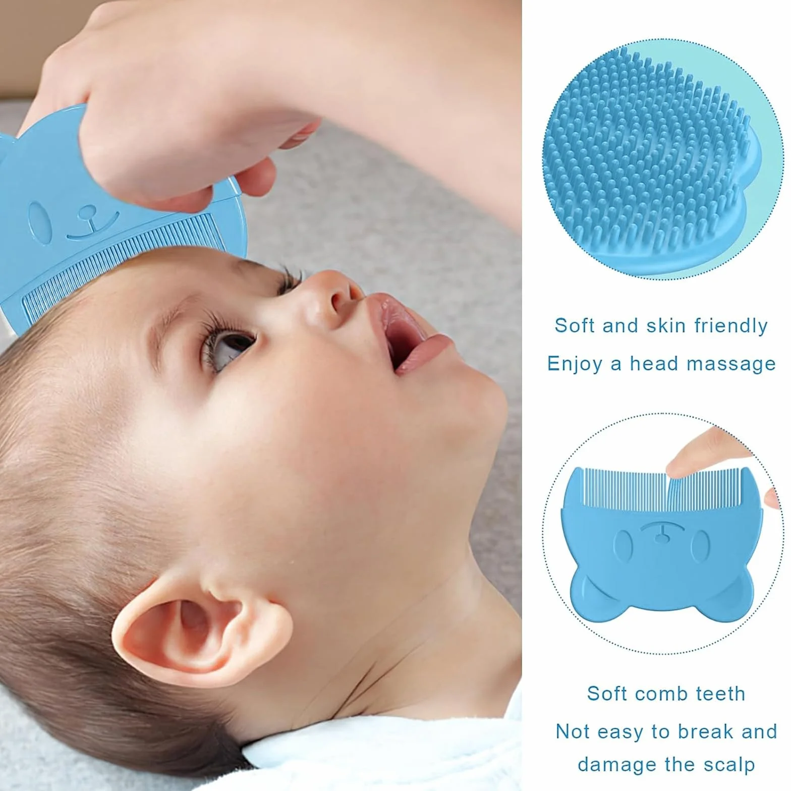 2 Pezzi Pettine Neonato,Pettine Crosta Lattea,Spazzola e Pettine Neonato,Pazzola per Bambini In Silicone Adatto Per Il Massaggio Del Cuoio Capelluto Del Neonato