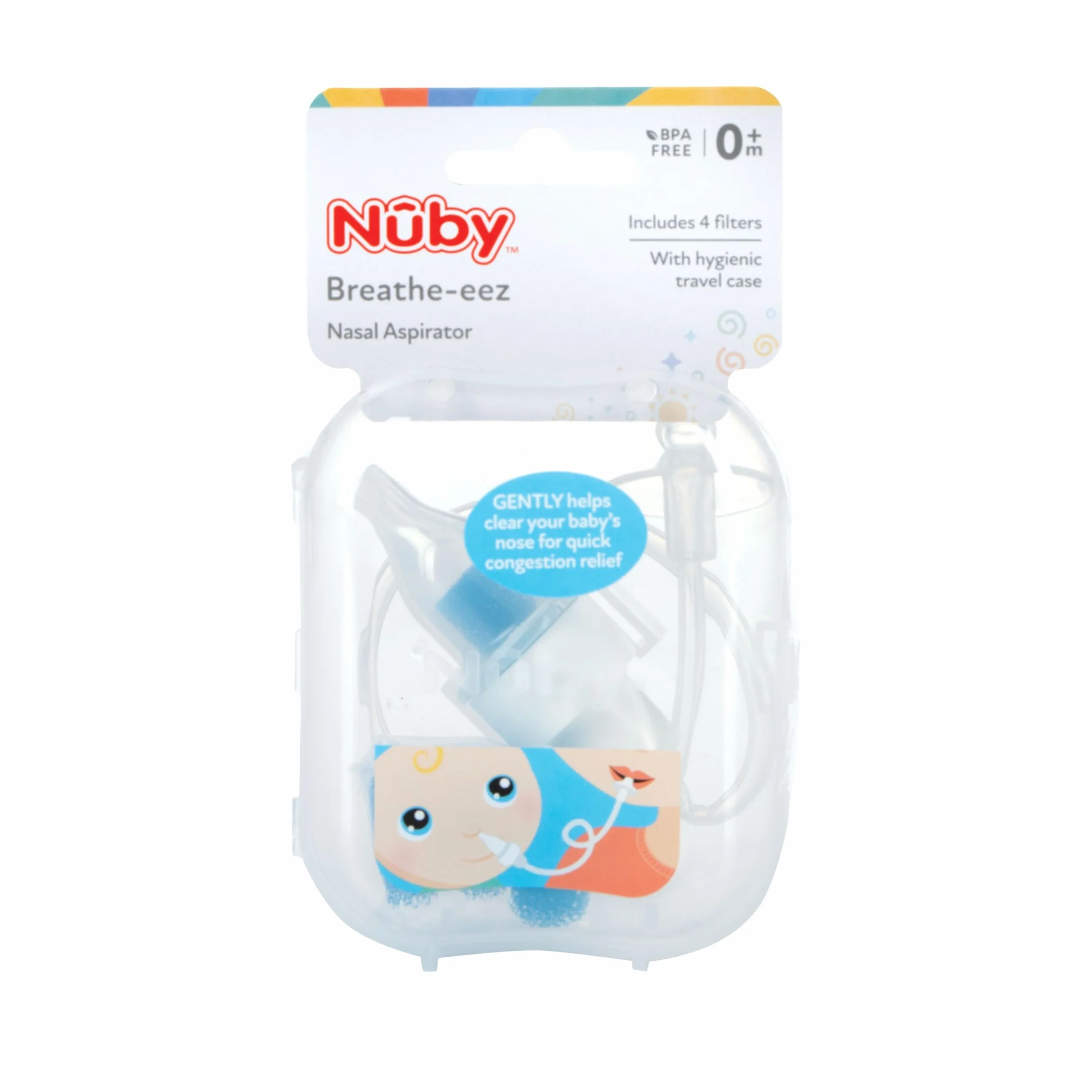 Nuby - Aspiratore Nasale per neonati e bambini - con 4 filtri lavabili e custodia da viaggio - 0mesi+