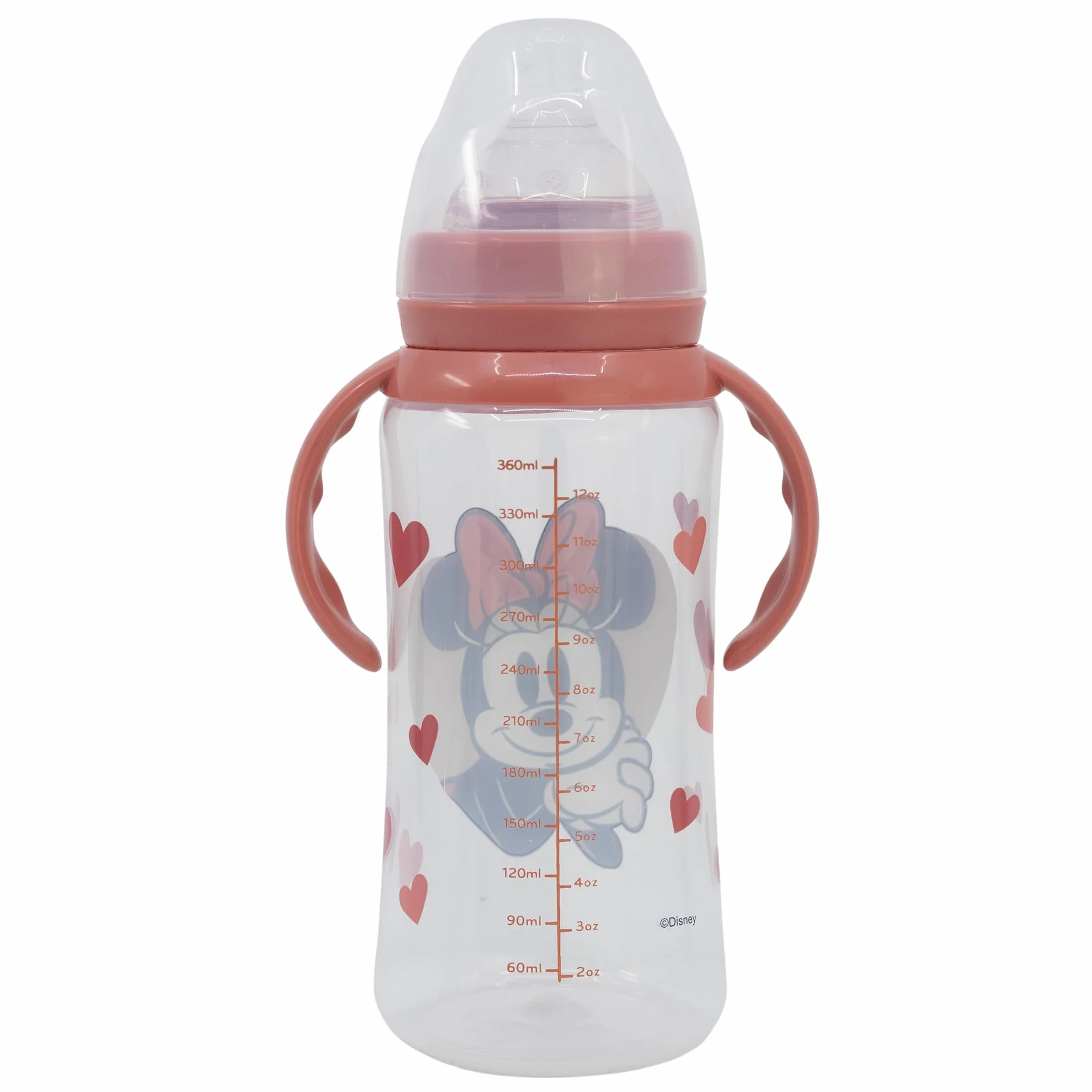 STOR Biberon con Manici Minni 360ml Collo Largo Tettarella Silicone 3 Posizioni Disney Baby Sistema Anti-Coliche Senza BPA 0 Mesi Plus