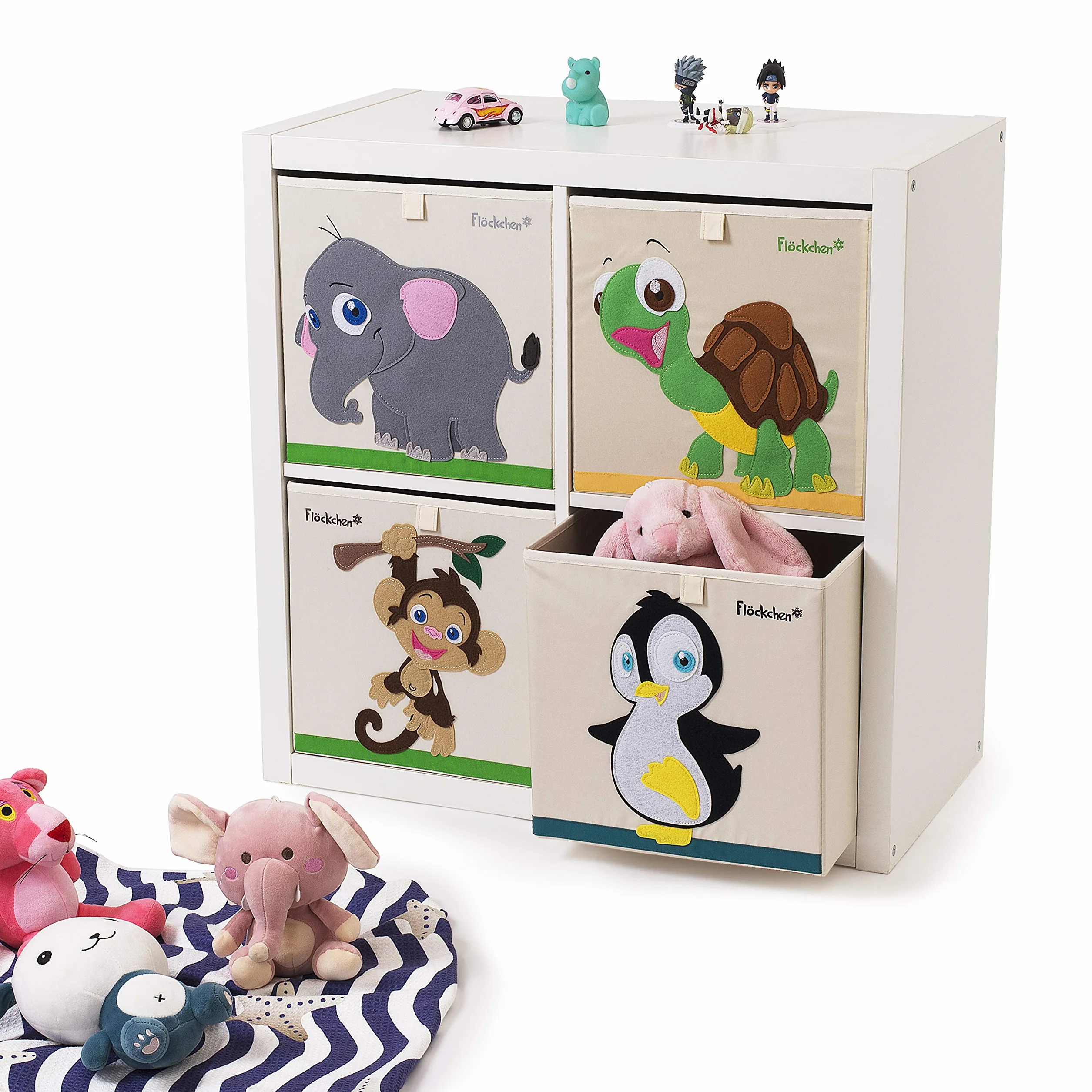 Scatola portaoggetti per bambini, scatola per giocattoli per la cameretta dei bambini, 33 x 33 x 33 cm, adatta allo scaffale Kallax, motivo animali (Emilia der Elefant)