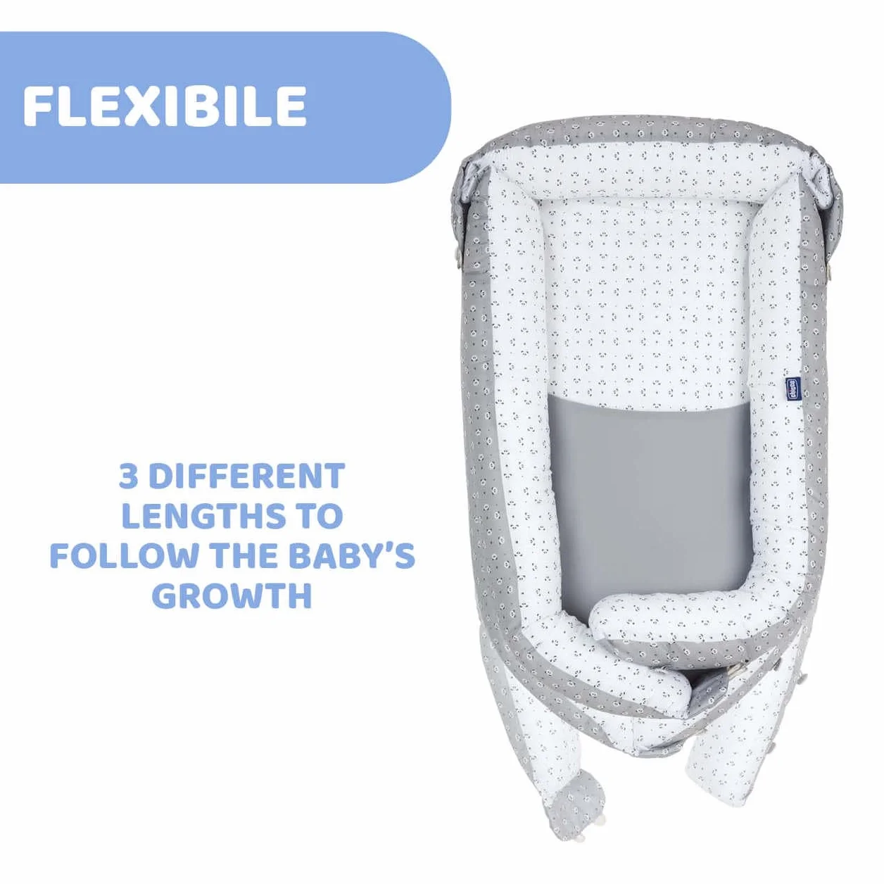 Chicco Mummy Pod, Riduttore Culla e Lettino, Impermeabile e Traspirante, con Speciale Rete 3D e Inserto anti-pipì, Regolabile, con 3 Lunghezze, Lavabile a Mano, Riduttore Neonato, Grigio, Foxy