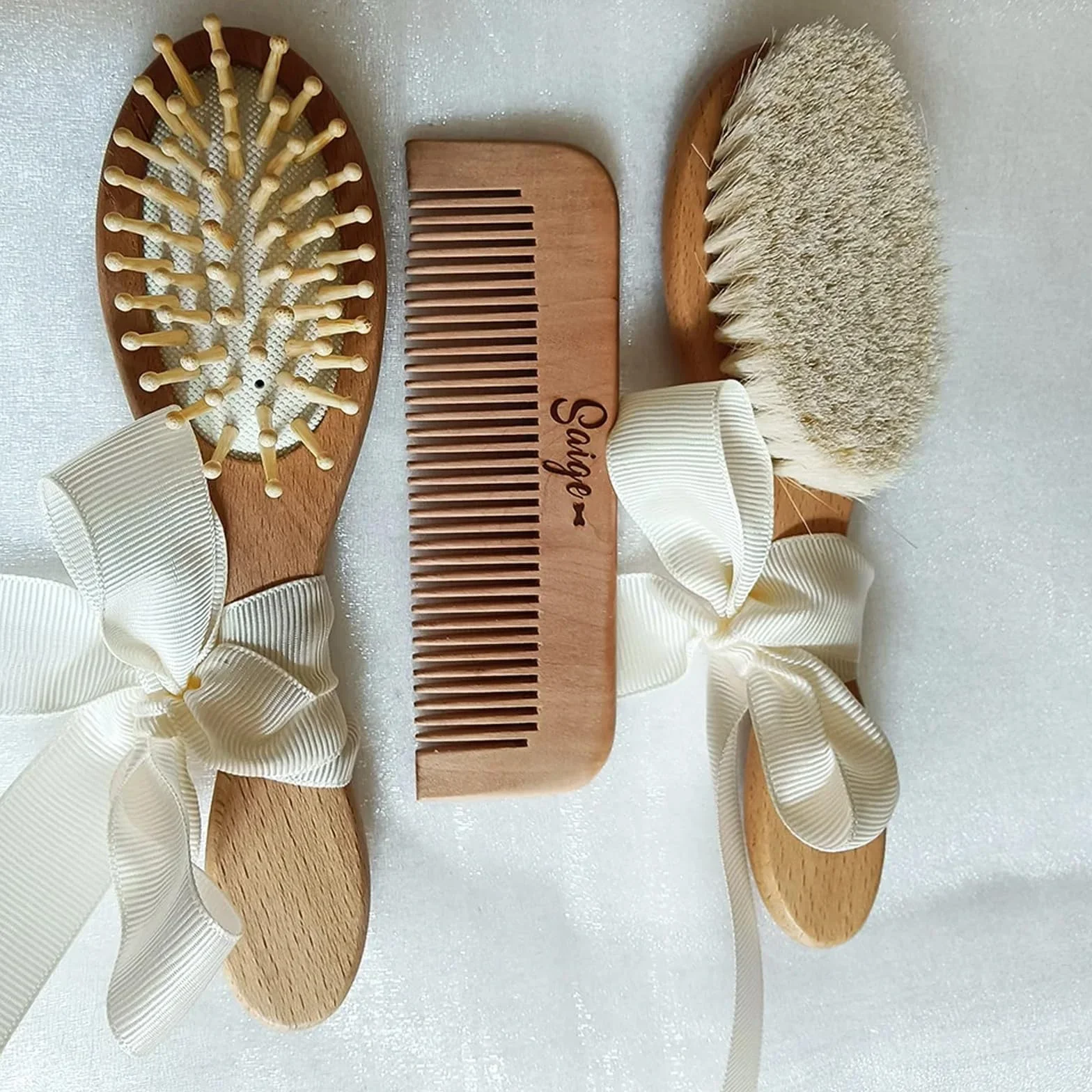 Spazzola Per Neonato Personalizzata, Regalo Di Nascita, Nome Inciso Con Legno