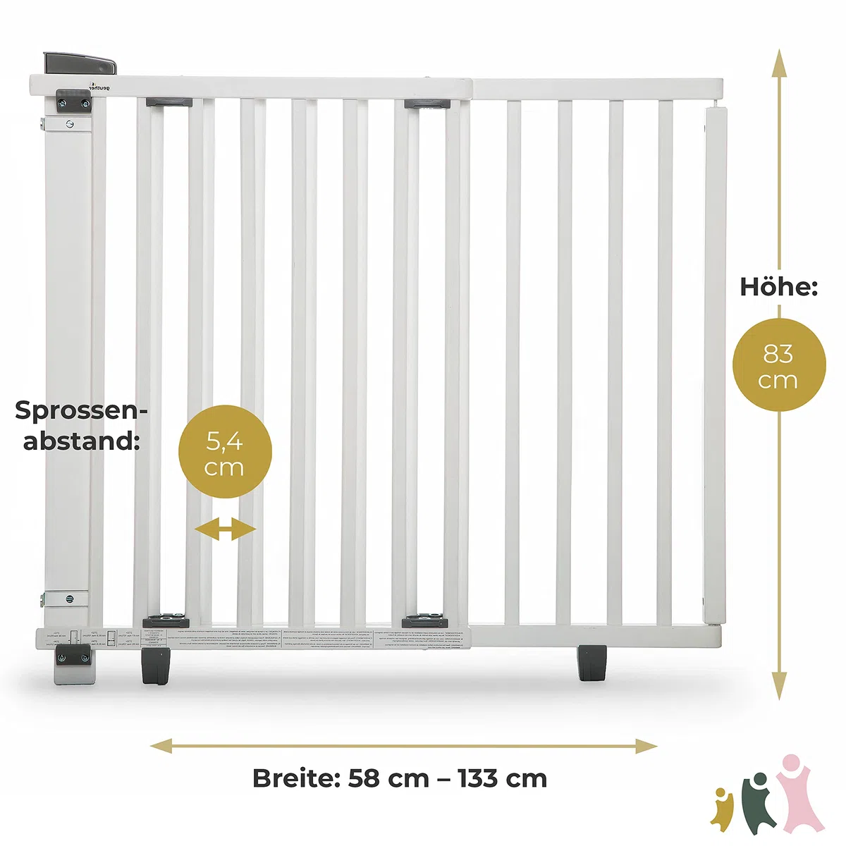 Geuther 2734 Barrière de sécurité pivotante Protection escalier Adaptation: 86 cm - 133 cm Barrière de porte à percer Barrière haute pour bébé réglable fermeture de sécurité Blanc
