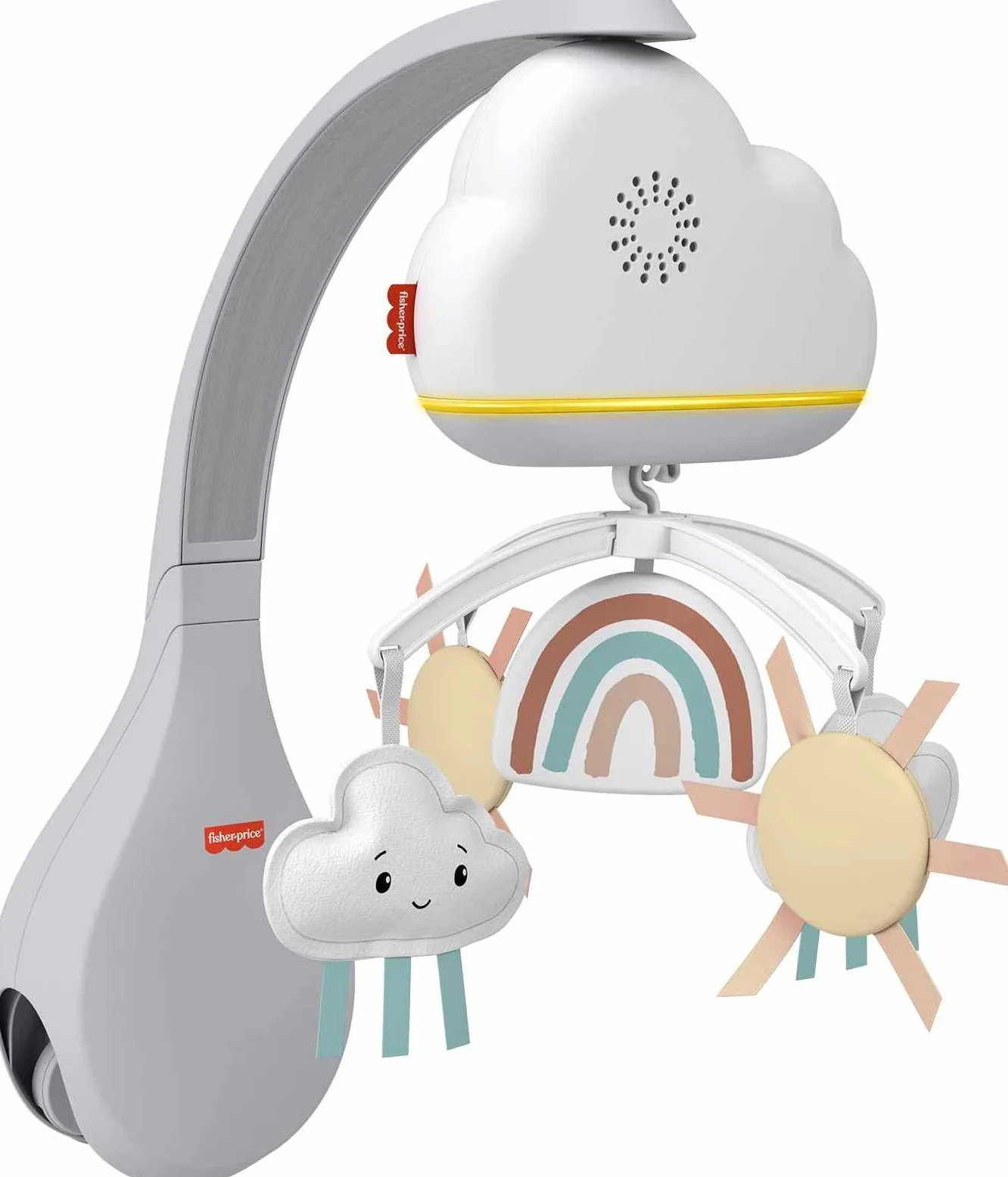 Fisher-Price-Giostrina Dolce Arcobaleno per Culla Fianco Letto, Unità Rilassante da Appoggio e Unità Sonora da Culla, Compatibile con le Culle, Giocattolo per Bambini 0+ Mesi, HBP40