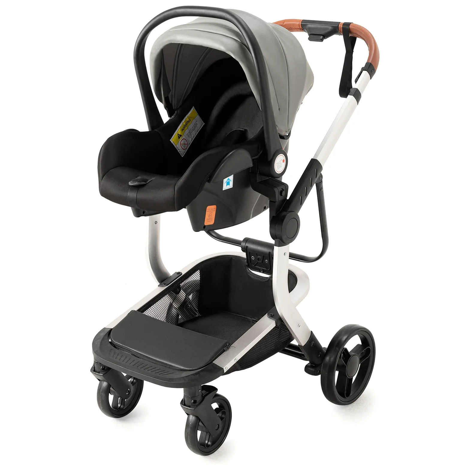 3 in 1 Sistemi Modulari Sistema da Viaggio per Bambini Passeggini Compatti Reclinabile Passeggino Carrozzine Standard Pieghevole Portatile Passeggino Neonato 0-36 Mesi (518 Grey)