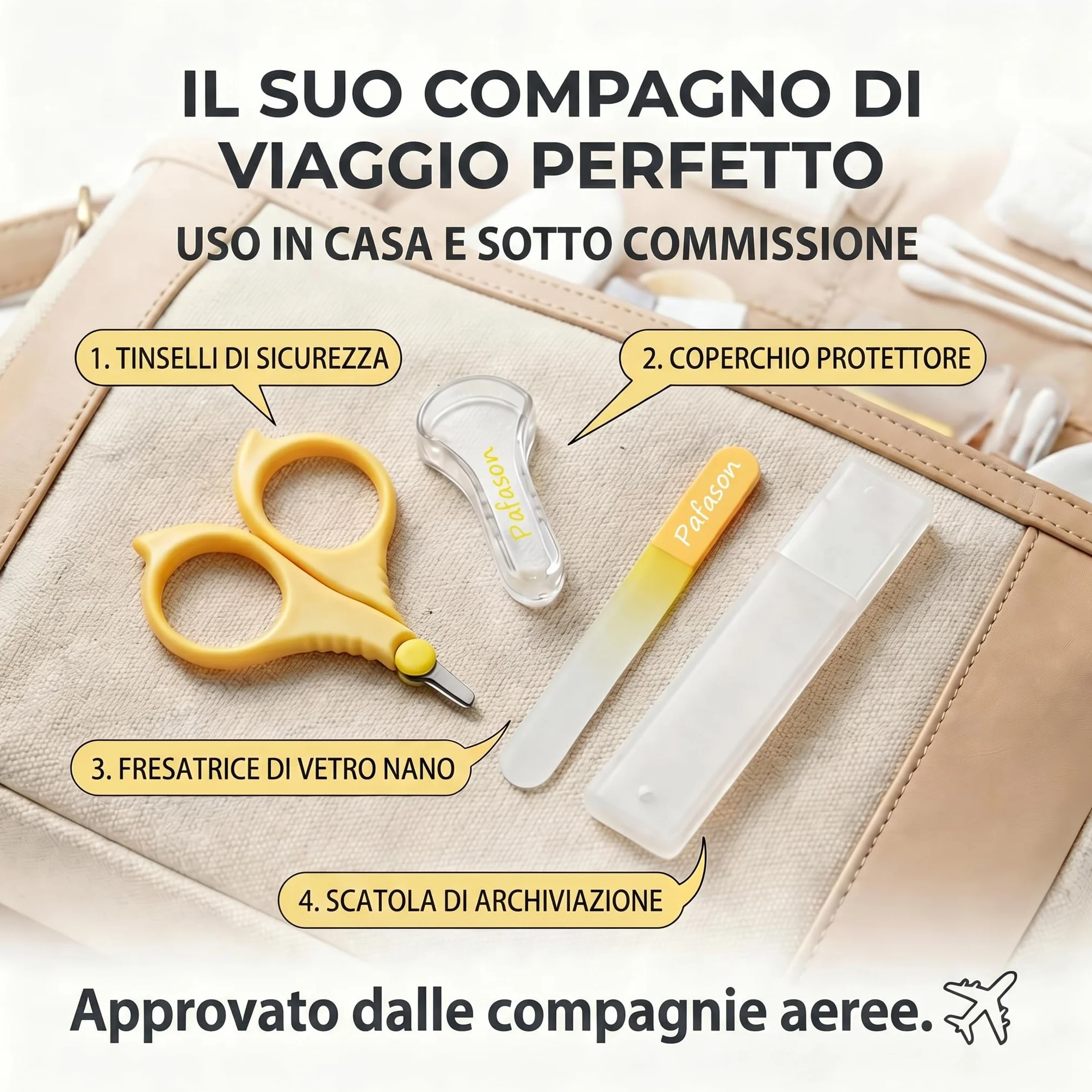 PAFASON Bambino Rotonda Punta Sicurezza Manicure Unghia Cesoie e Bambino Vetro Lima Unghia Set, Acciaio Inossidabile, Ceco Galleggiante Vetro, Ideale per Neonato, Neonati, Bambini Piccoli