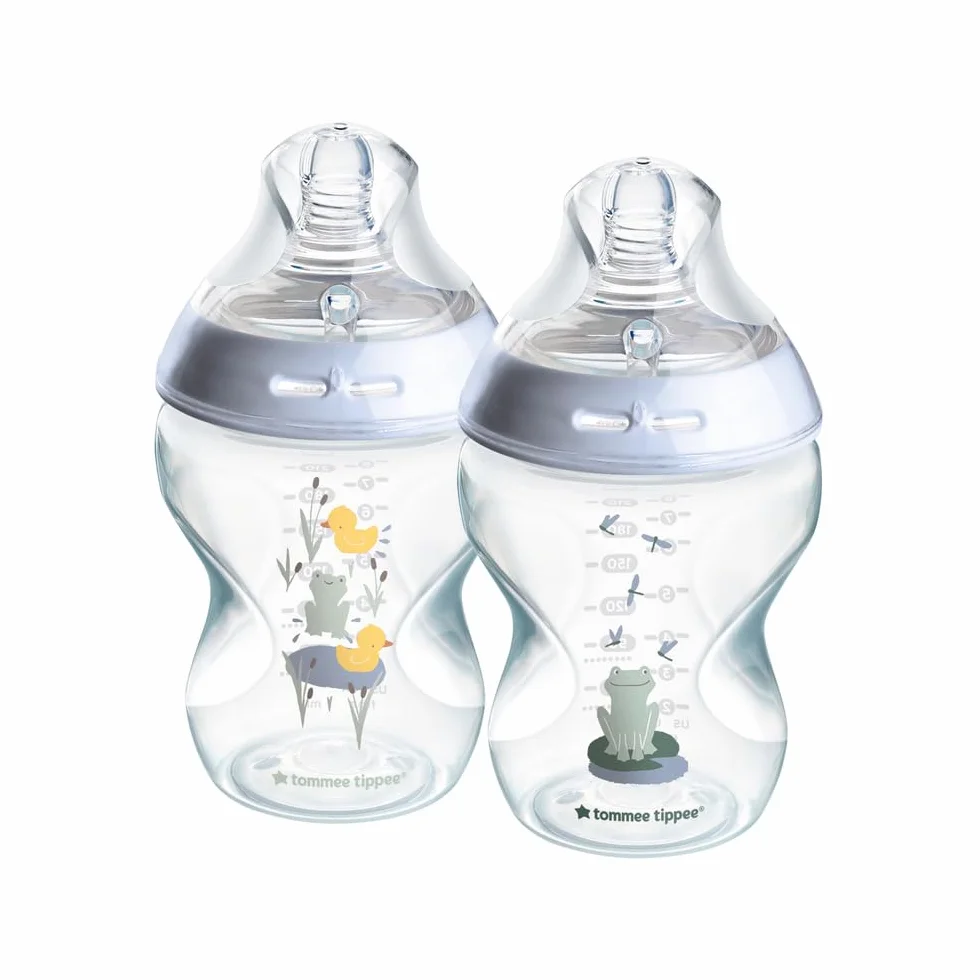 Tommee Tippee biberon anti-colica Natural Start 260ml, con tettarella simile al seno materno, valvola anti-colica, autosterilizzante, blu ciano, 2 pezzo