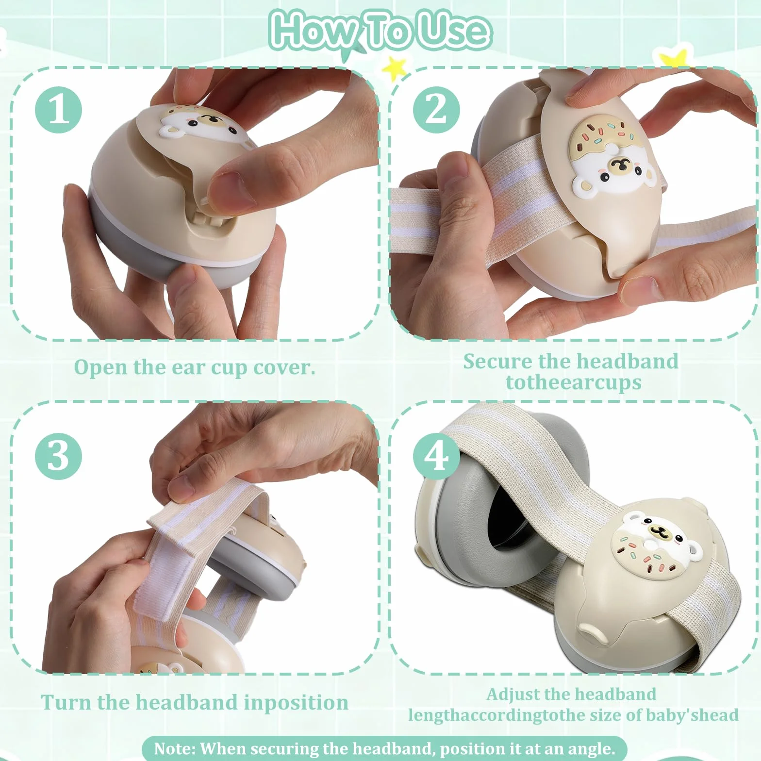 2 In 1 Cuffie Neonato Antirumore, Regolabile Cuffie Aereo Neonato, Protettori Acustici per Neonati, Ideale per Udito Ideale per Dormire, Voli, Eventi Leggere Comode E Facili Da Trasportare