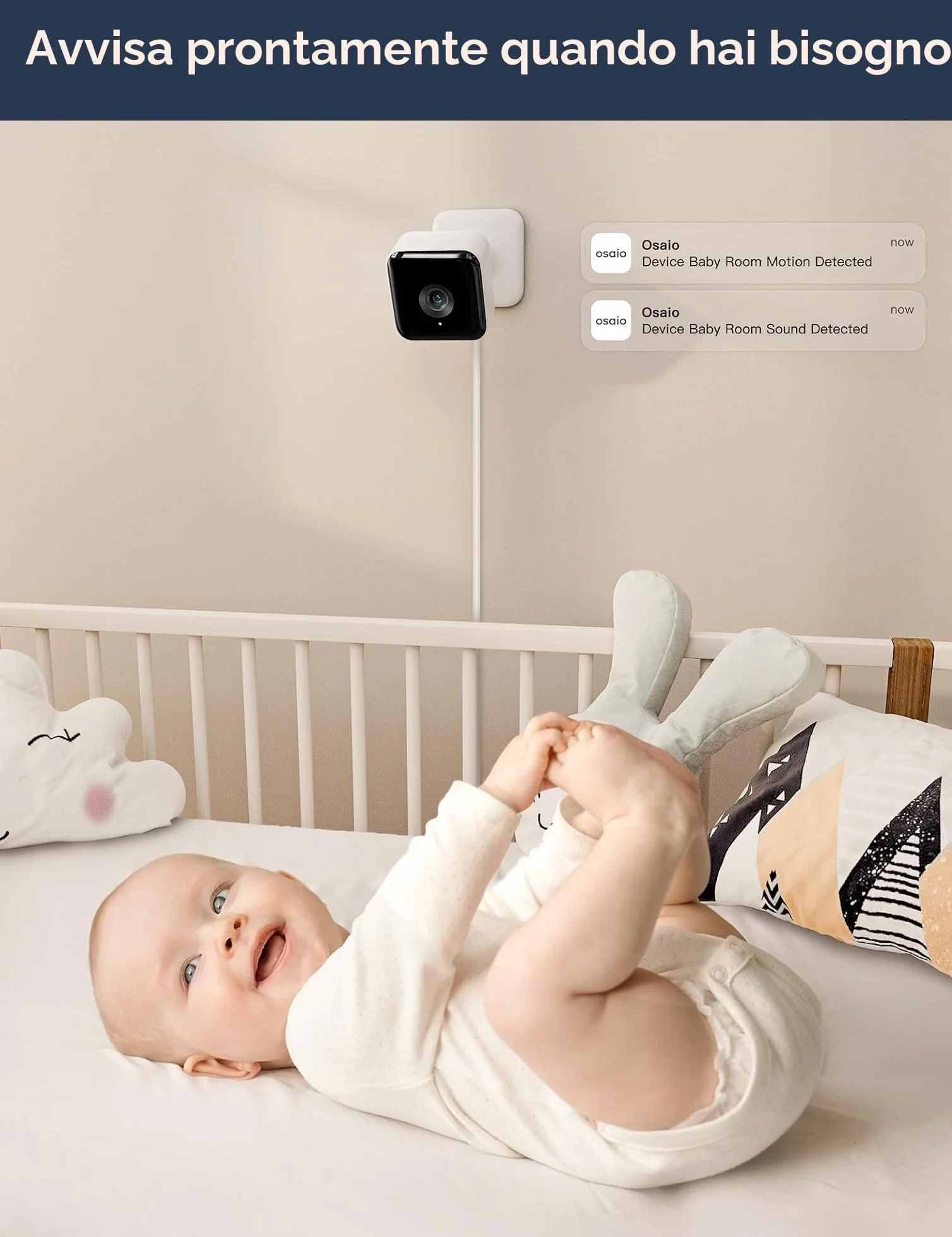 GNCC Baby Monitor Video e Audio, 1080P Telecamera Wi-Fi Bambini e Neonato con APP, Rilevamento del movimento sonor, Audio bidirezionale, Visione notturna a infrarossi, Compatibile con Alexa, GC2