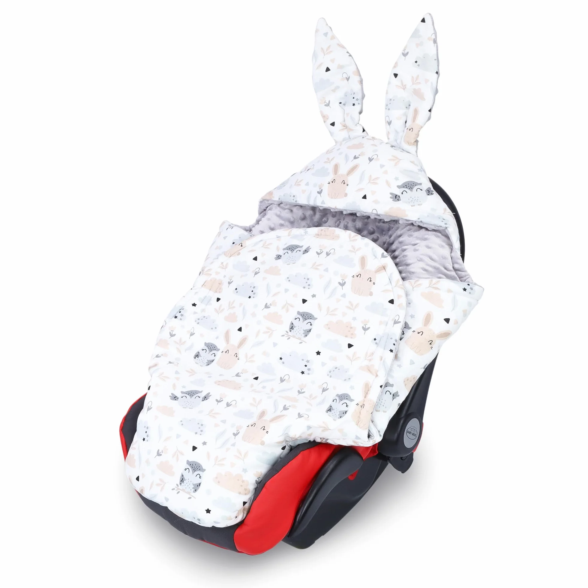 Coperta Mussola sacco ovetto 90x90 cm - swaddle neonato 0-6 mesi o copertina per passeggino bebe per seggiolino auto bambino universale e lavabile Oeko-Tex Gufo Grigio Chiaro