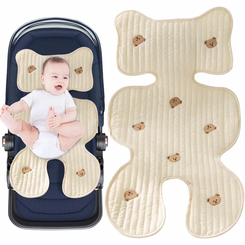 LUFEIS Cuscino per Passeggino, Materassino Passeggino Universale, Copriseduta Passegginos Antisudore, Cuscino Ovetto Auto Estivo Traspirante, Materassino per Passegginos Seggiolino Auto (Orso)