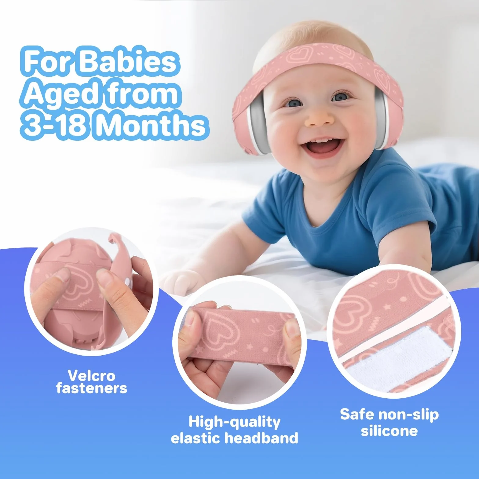 Paraorecchie 2-1 per neonati e bambini fino a 48 mesi, paraorecchie con riduzione del rumore, comode cuffie per neonati per migliorare il sonno, essenziali da viaggio per bambini per aereo/sonno