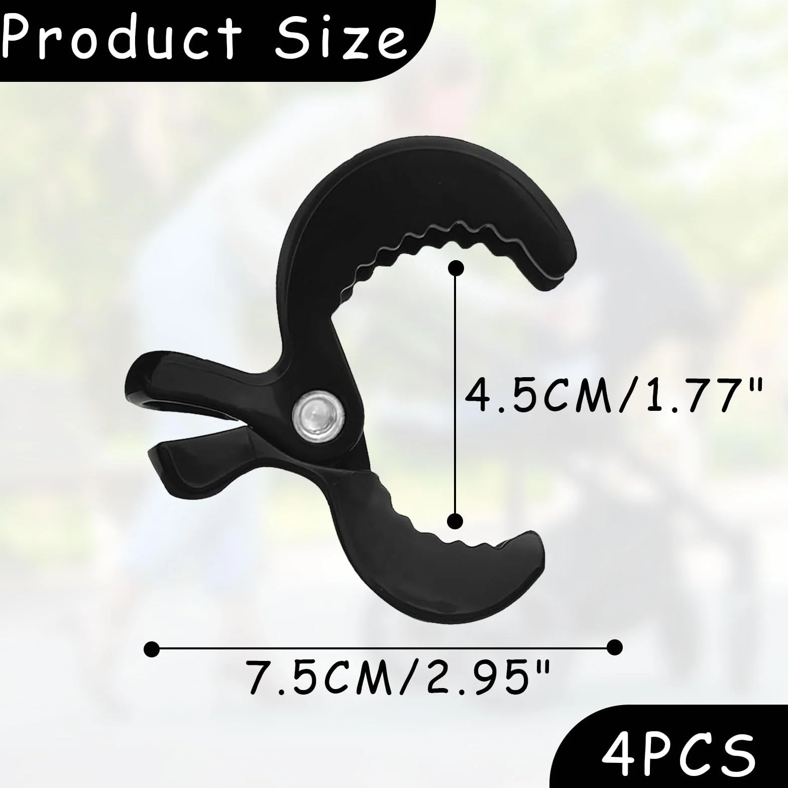 4 mollette per passeggino, clip per passeggino, clip universali, clip per il fissaggio di giocattoli, per passeggini, sedie a sdraio, sedie a rotelle (nero)