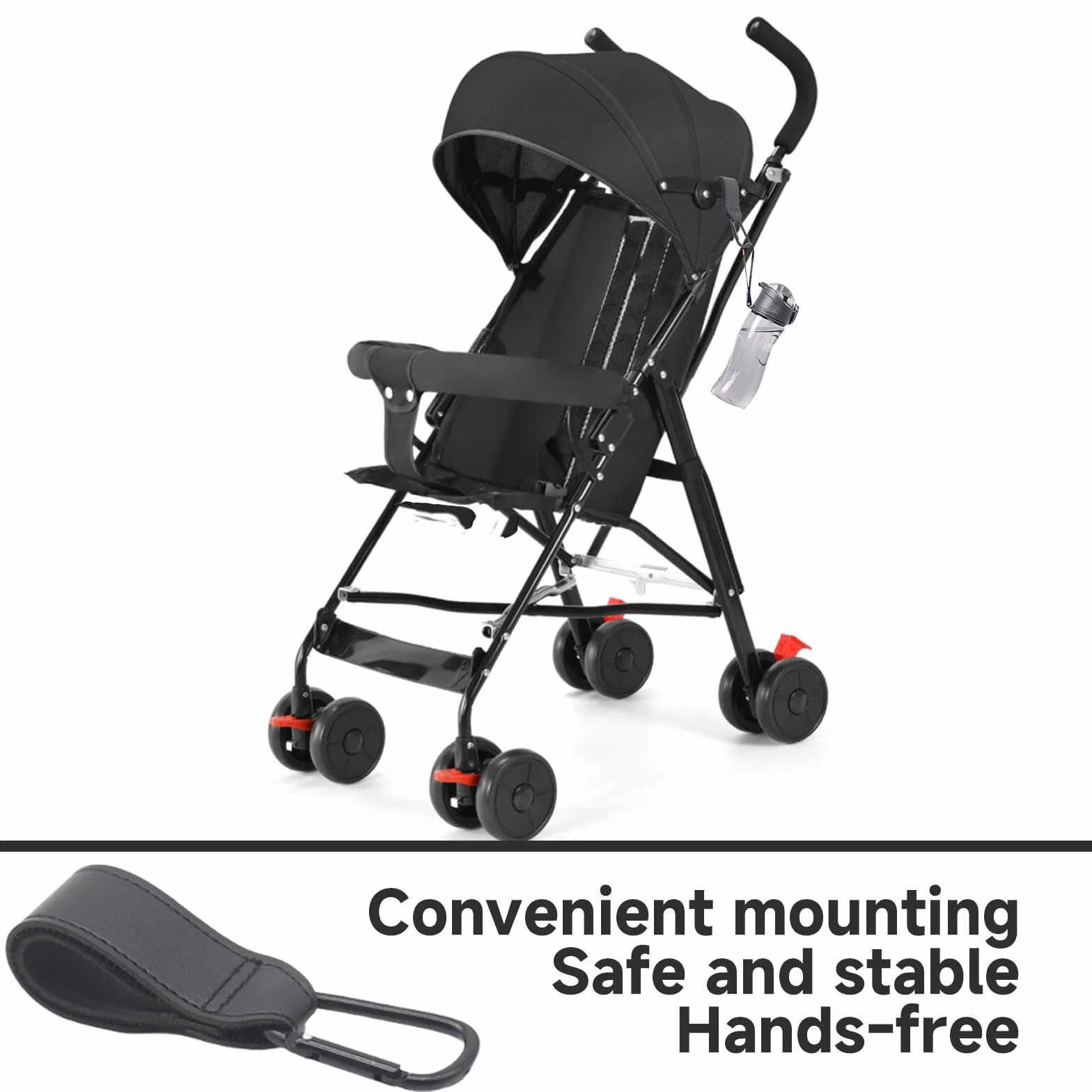 1 paia copri maniglia passeggino copri maniglie per passeggino copri braccioli universali con rivestimento in pelle artificiale nera per accessori per passeggini fantastici,1 gancio