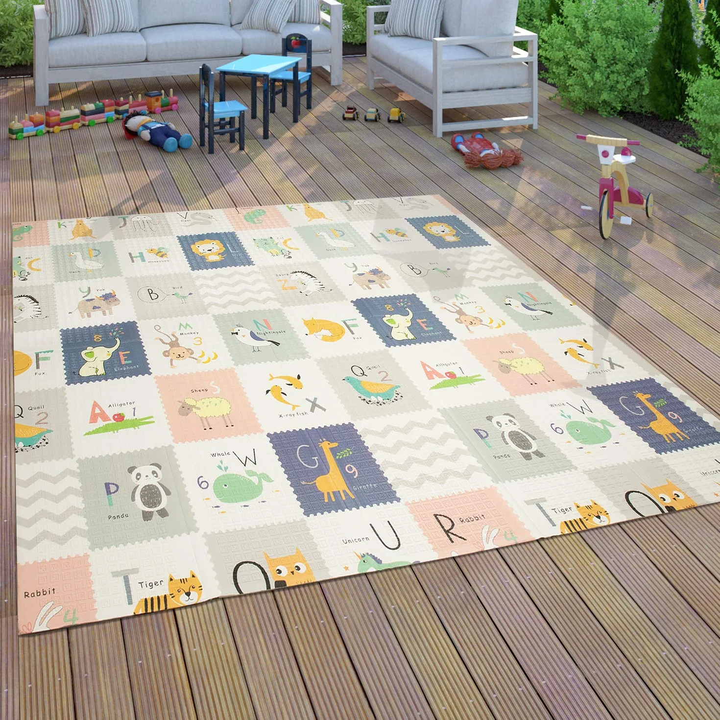 Paco Home Tappeto Gioco Bambini Gattonare Bebè Pieghevole Lavabile Reversibile Animale, Dimensione:150x200 cm, Colore:Multicolore