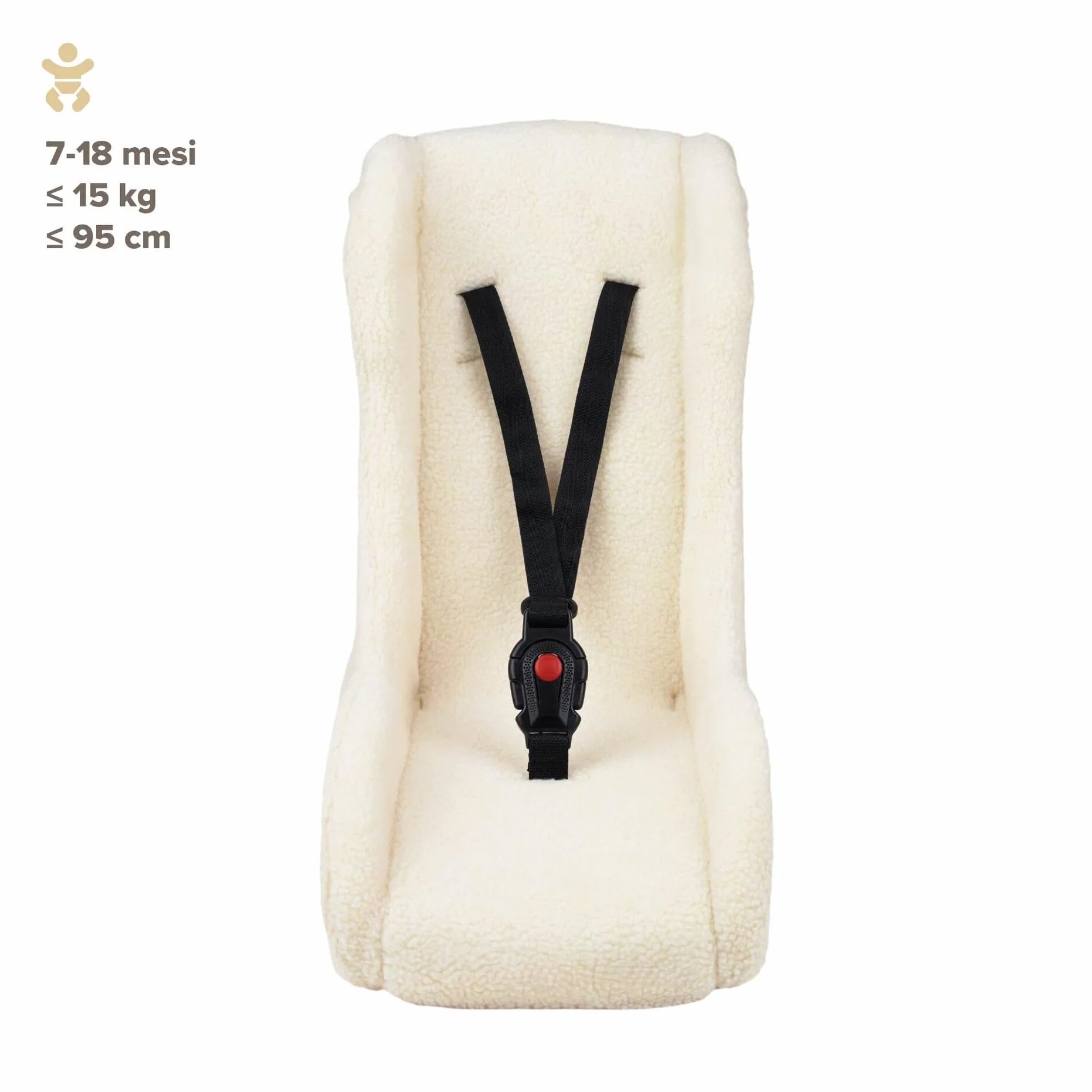 POLISPORT 8015000022 – Mini Pelican Fleece Riduttore Seduta Bebè con Cintura a 3 Punti per Rimorchio, Passeggino e Bici Cargo – Caldo, Sicuro e Compatibile per Bambini da 7 a 18 Mesi, Bianco