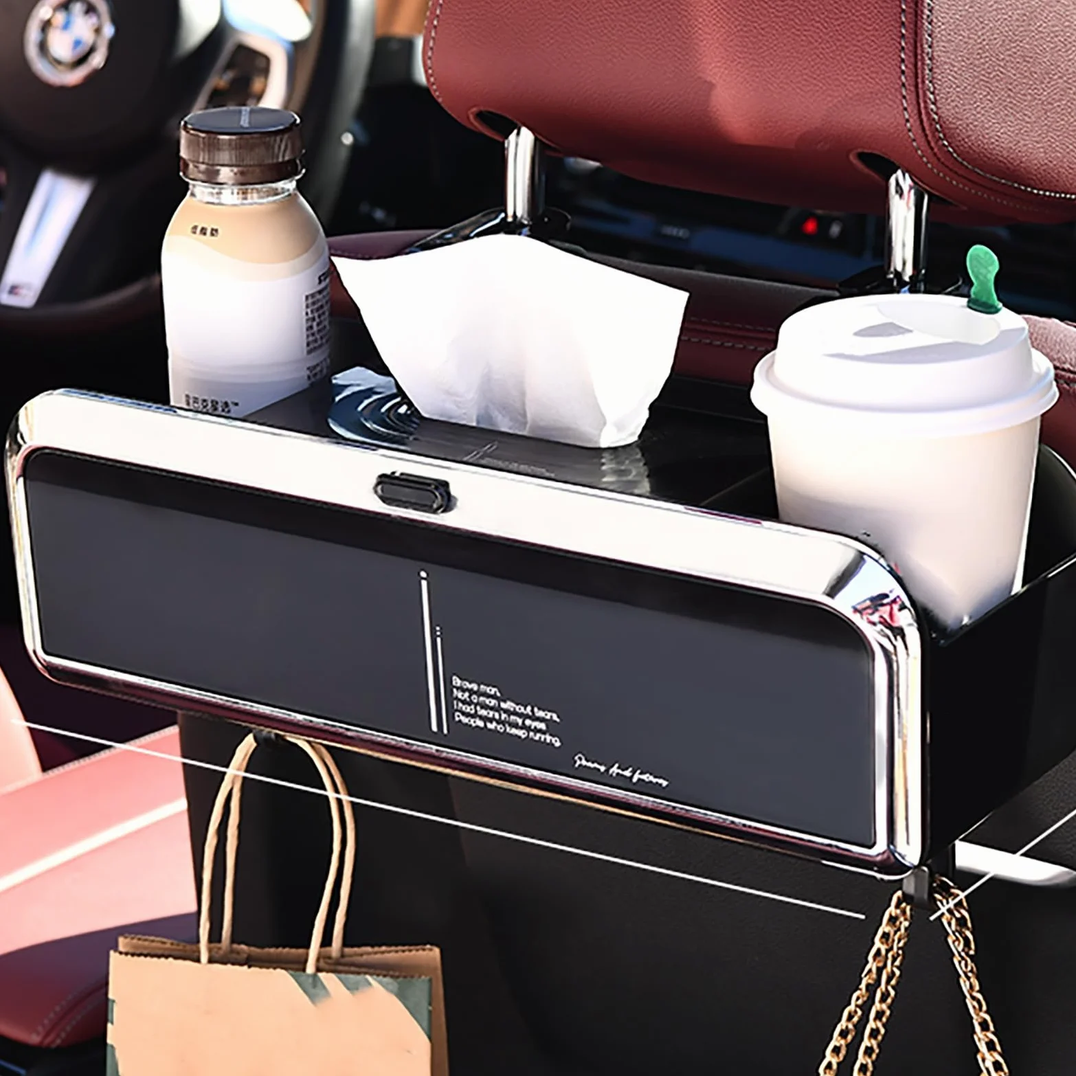 Organizer per seggiolino Auto con Spallacci Regolabili in Lunghezza, Auto Organizzatore Kick Mats Impermeabile Sedile Posteriore, Organizer per sedili Posteriori con(Grey)