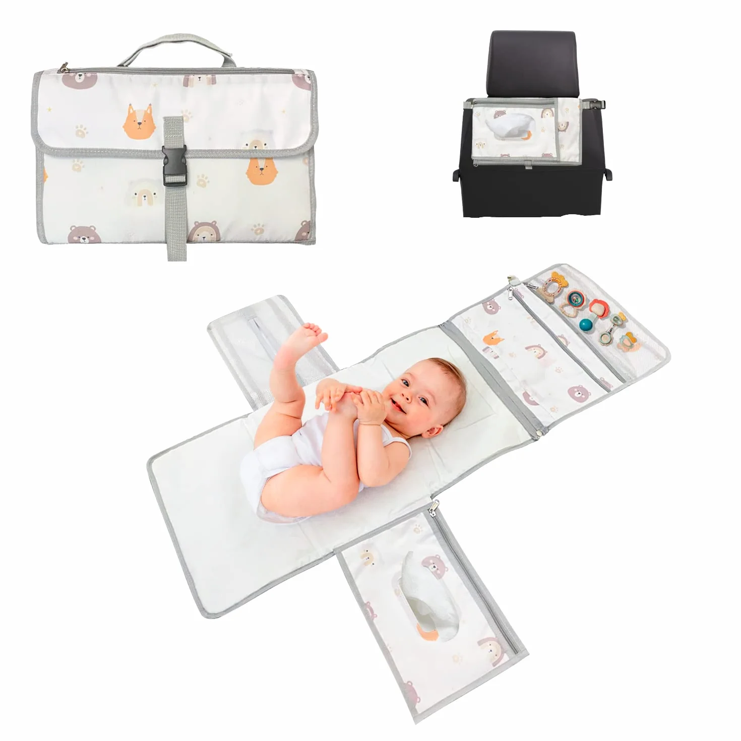 TENDS Fasciatoio Portatile neonato e impermeabile XL– Fasciatoio pieghevole -Fasciatoio Cambiabile e Smontabile come Beauty Case per Articoli per Neonati - Ideale come regalo neonato accessori utili