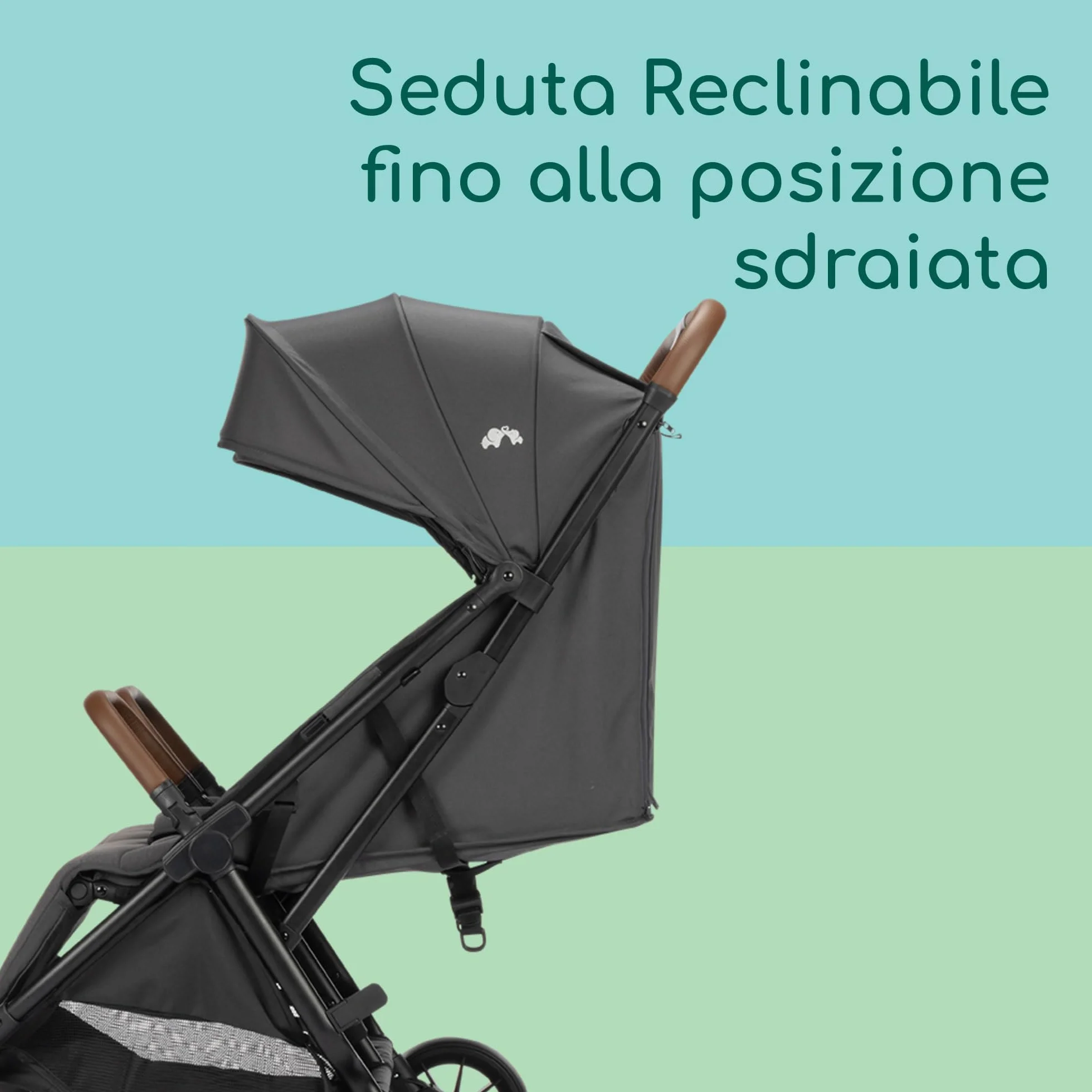 Bebeconfort Mane Passeggino Gemellare Leggero, 0-22 kg, Chiusura Automatica, Passeggino Doppio Pieghevole e Reclinabile, Corrimano, Parapioggia, Cestello Capiente (8 kg), Mineral Graphite