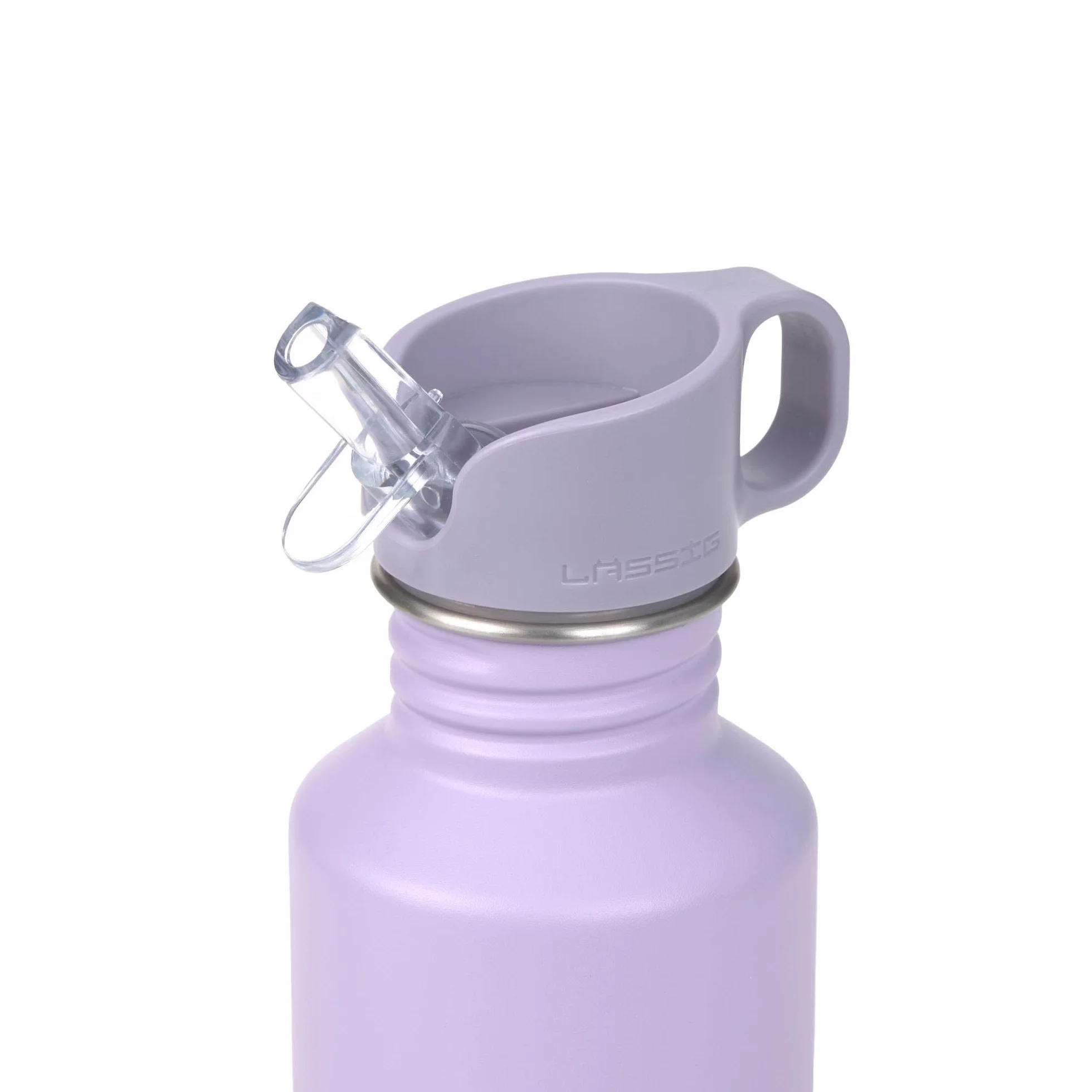 LÄSSIG Bottiglia per bambini in acciaio inox senza BPA 500ml per l'asilo, a prova di perdite, con tappo per lo sport/Bottle Stainless Steel Little Gang Heart lilac