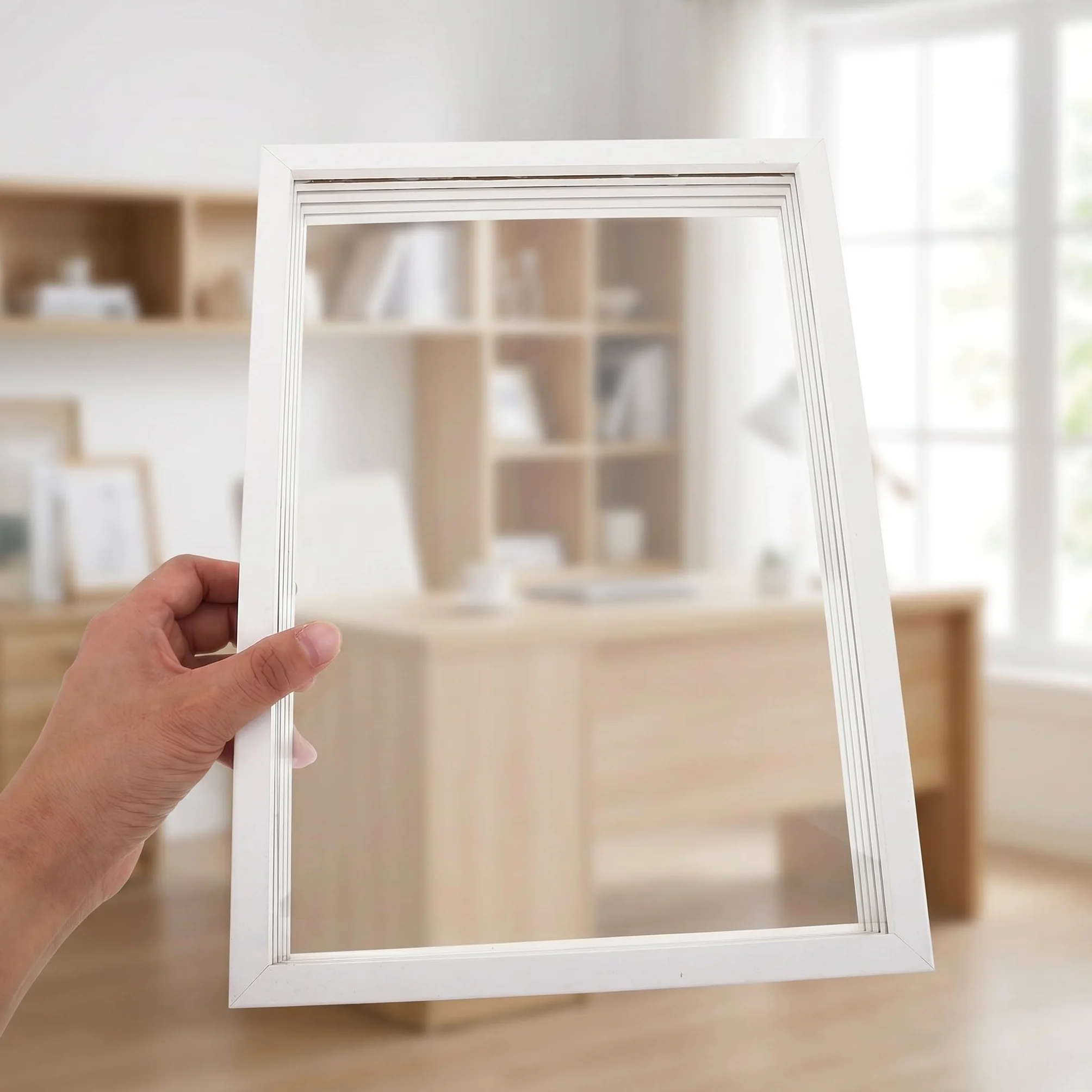 Artibetter Kit di 2 pezzi per impronte di mani di famiglia: Kit di cornici portafoto trasparenti non rifinite per impronte di mani - Cornice in legno ricordo fatta a mano, regalo per genitori, nonni,
