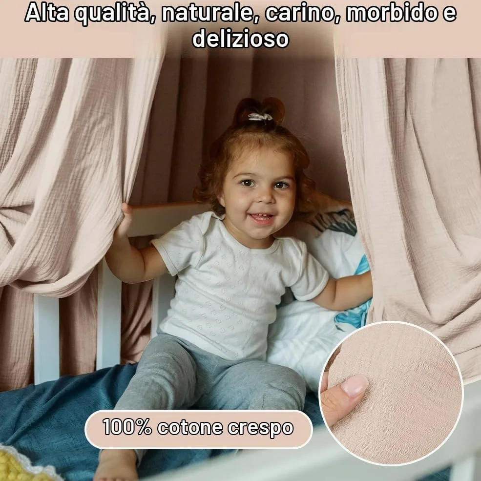 HOTUT Set di Decorazioni per Letto a Baldacchino, 130 * 320 CM, Set di 2 Baldacchini in Tessuto, Decorazione per La Cameretta Dei Bambini, per Lettino, Cameretta Dei Bambini, Beige