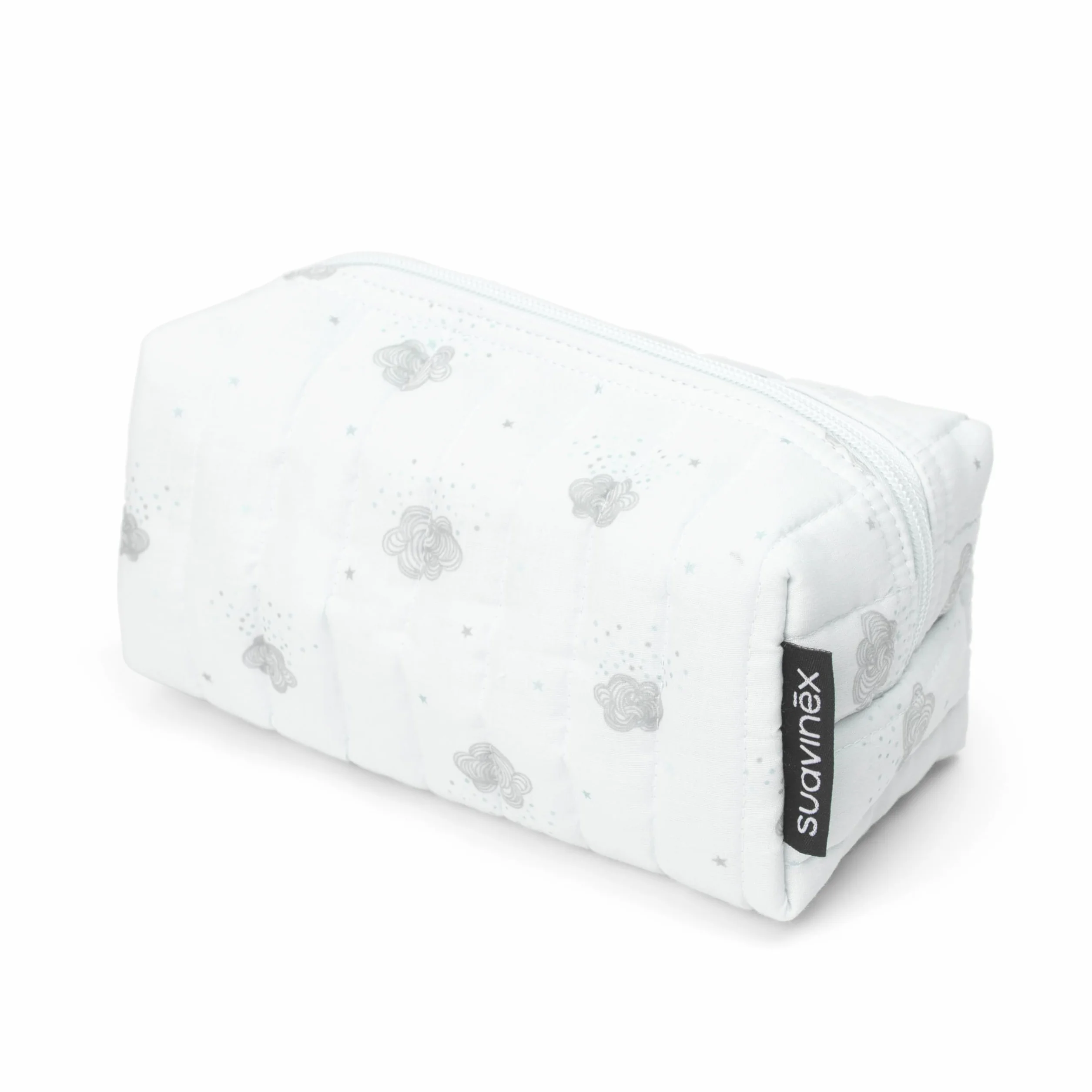 Suavinex, Beauty Case in Tessuto, Set Regalo Neonato con Cosmetici: Shampoo Gel 100 ml + Lozione Idratante 100 ml + Crema Pannolino 75 ml + Colonia Baby 50 ml. Formato viaggio. Dreams azzurro