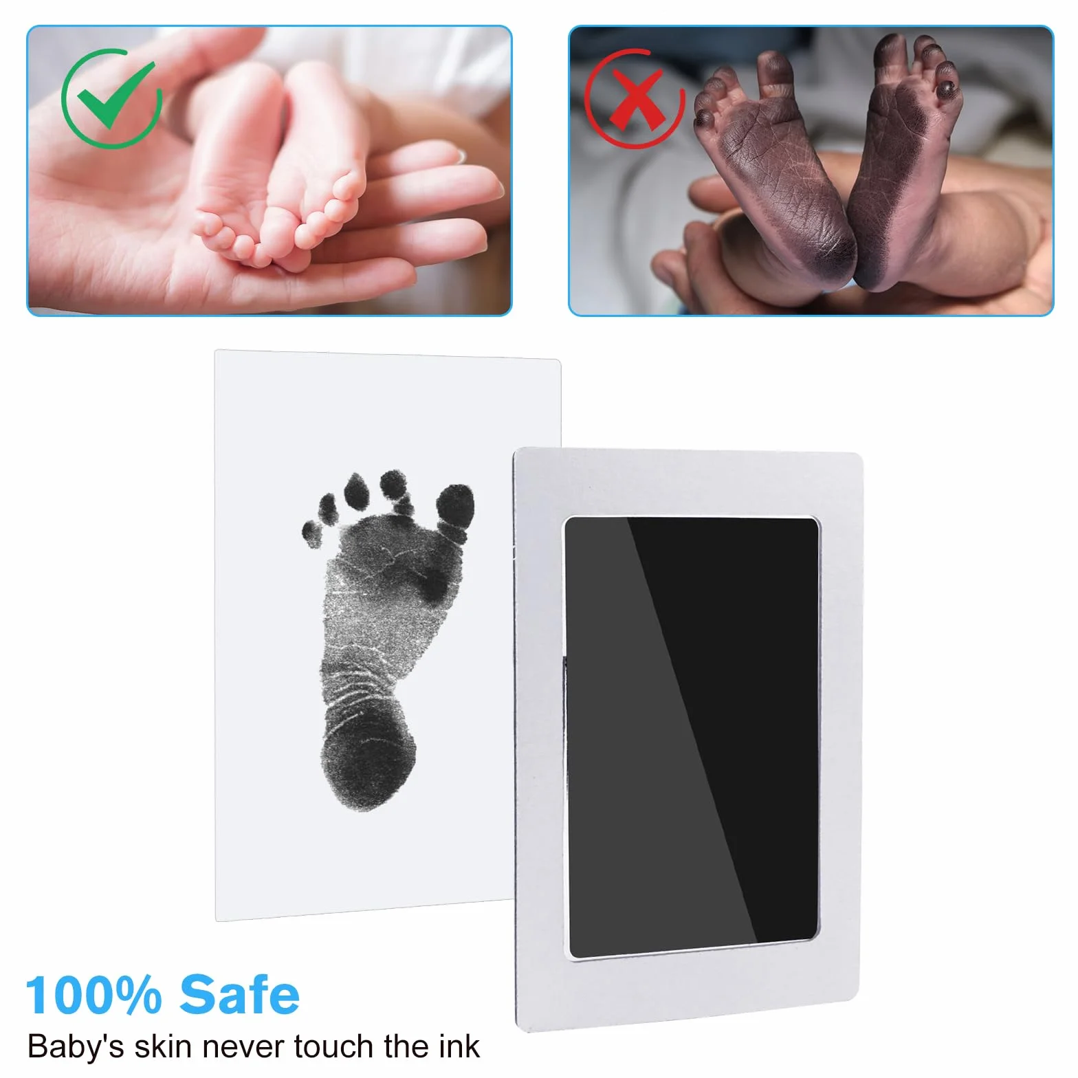 4pcs Set Impronte Bimbi,Impronta Bambino,Impronta Mani e Piedi Neonati,Non Tossici Sicuri, Kit Impronte Neonato,Cornice Impronte Neonato,Impronte di Mani e Piedi cuscinetto del timbro senza tocco