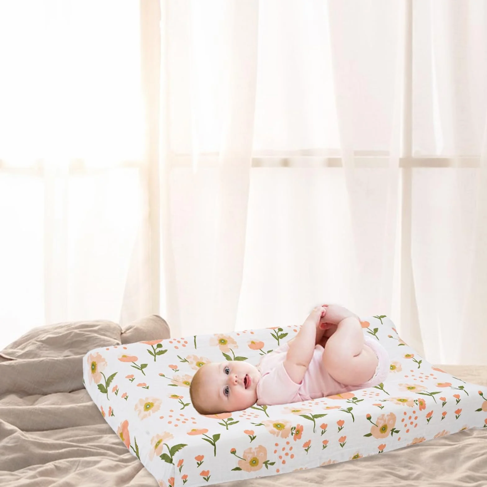 Floral Diaper Changing Pad - Waterproof Change Mat | Waterproof Changing Pad Liners | Soft And Surfaces Ensures Utmost Comfort For Little Your | Hand Or Machine Wash