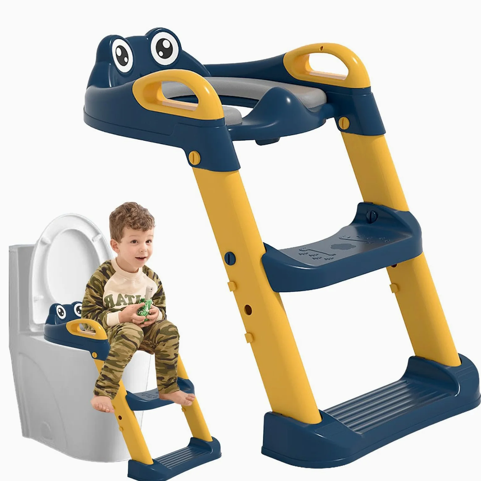 Seggiolino per addestramento al vasino con gradino | Sedile per WC per | bambini Sedia per addestramento al vasino antiscivolo | Sedile per WC sicuro portatile per bambini piccoli