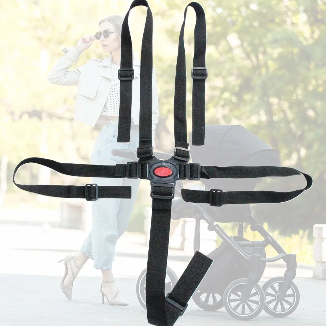 ZKGYUS Cinture Universali per Seggiolone Cinghie per Seggiolone a 5 Punti, Regolabile Cintura di Sicurezza per Bambini per Seggiolino Cinghie Passeggini per Bambini, Nero