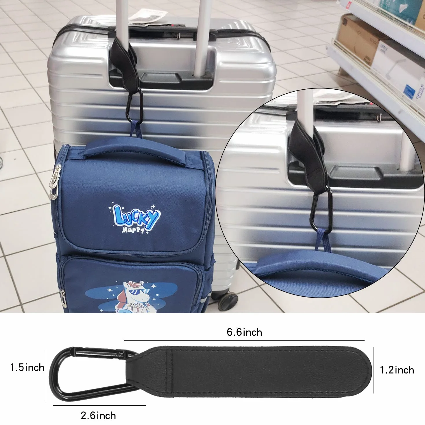 Ganci Passeggino Universali, LYHURK Ganci Borsa Passeggino Ganci Borse Moschettoni, Adatto Per Viaggiare, Uscire, Usare Il Passeggino - 2 Pezzi (Nero)