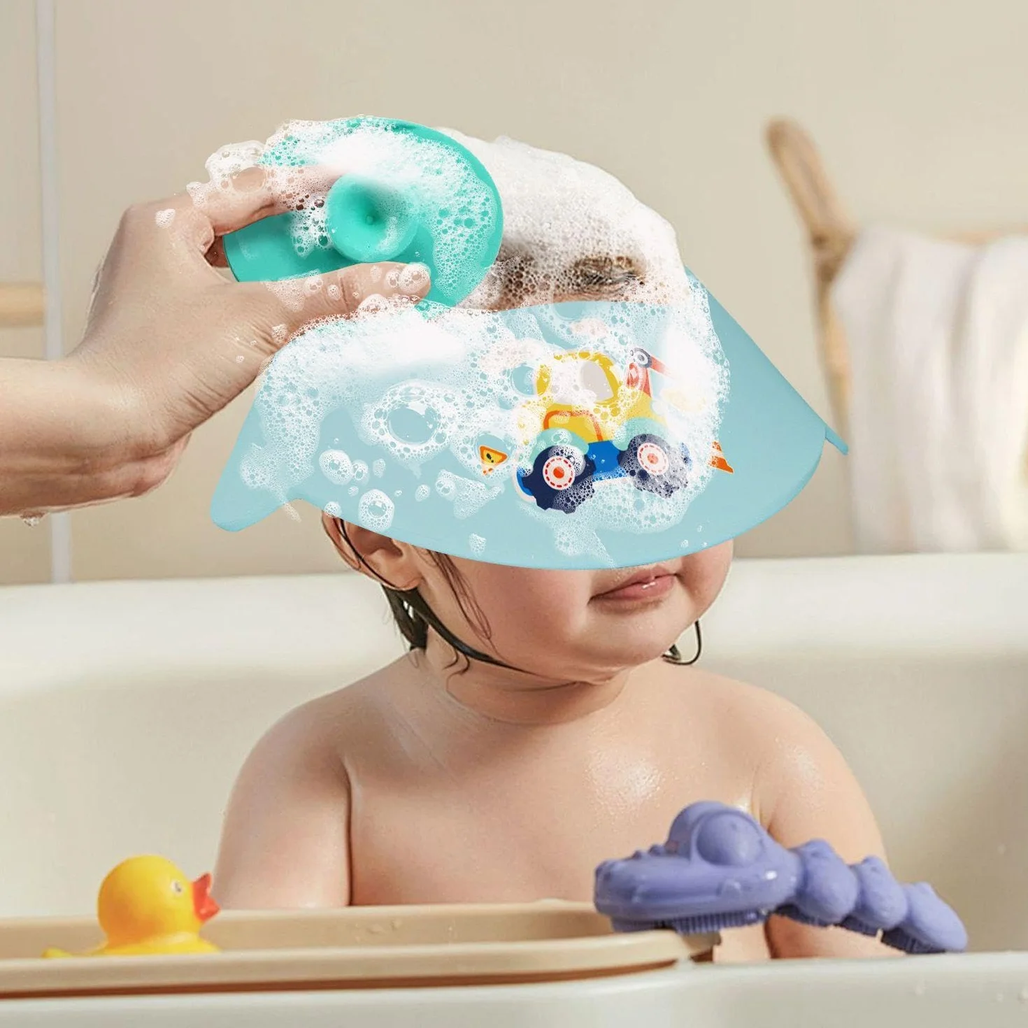 2 Pezzi Tappi Per La Doccia, 2 Pezzi Di Massaggio, Cartoni Gravi, Protezione Degli Occhi, Protezione Dell'Orecchio, Doccia Per Bambini E Lavaggio Per Capelli Impermeabili.