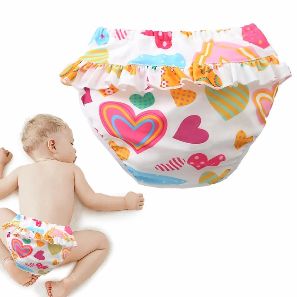 1 pannolini da nuoto adorabili e riutilizzabili, da 1 a 2 anni (a forma di cuore, 10-15 kg)
