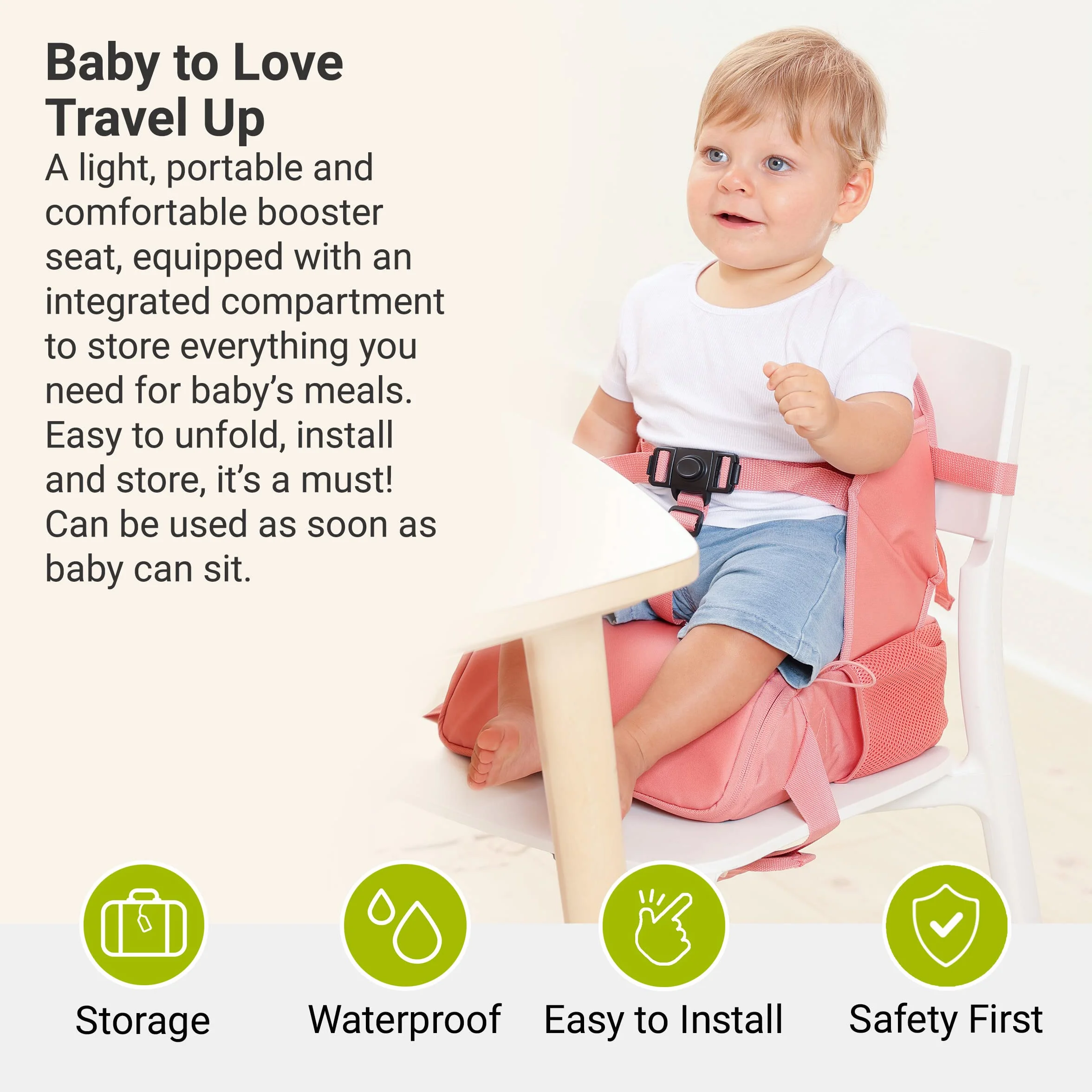BabyToLove Seggiolino per bambini da viaggio e portaoggetti | Leggero in movimento e facile da trasportare | Rust