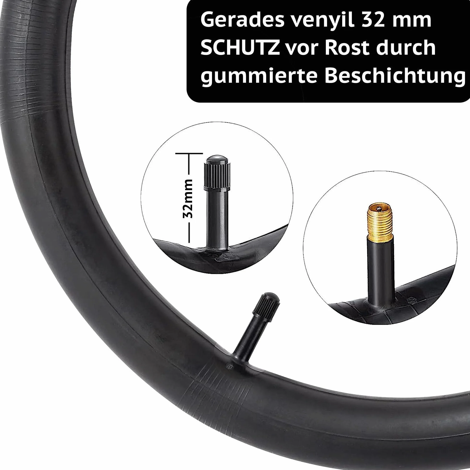14 x 1 3/8 x 1 5/8 (44-288) camera passeggino 14" con valvola dritta e leve di montaggio | Confezione 2 pz | Compatibile con ruote monopattino, passeggino, triciclo, bici senza pedali e rimorchio