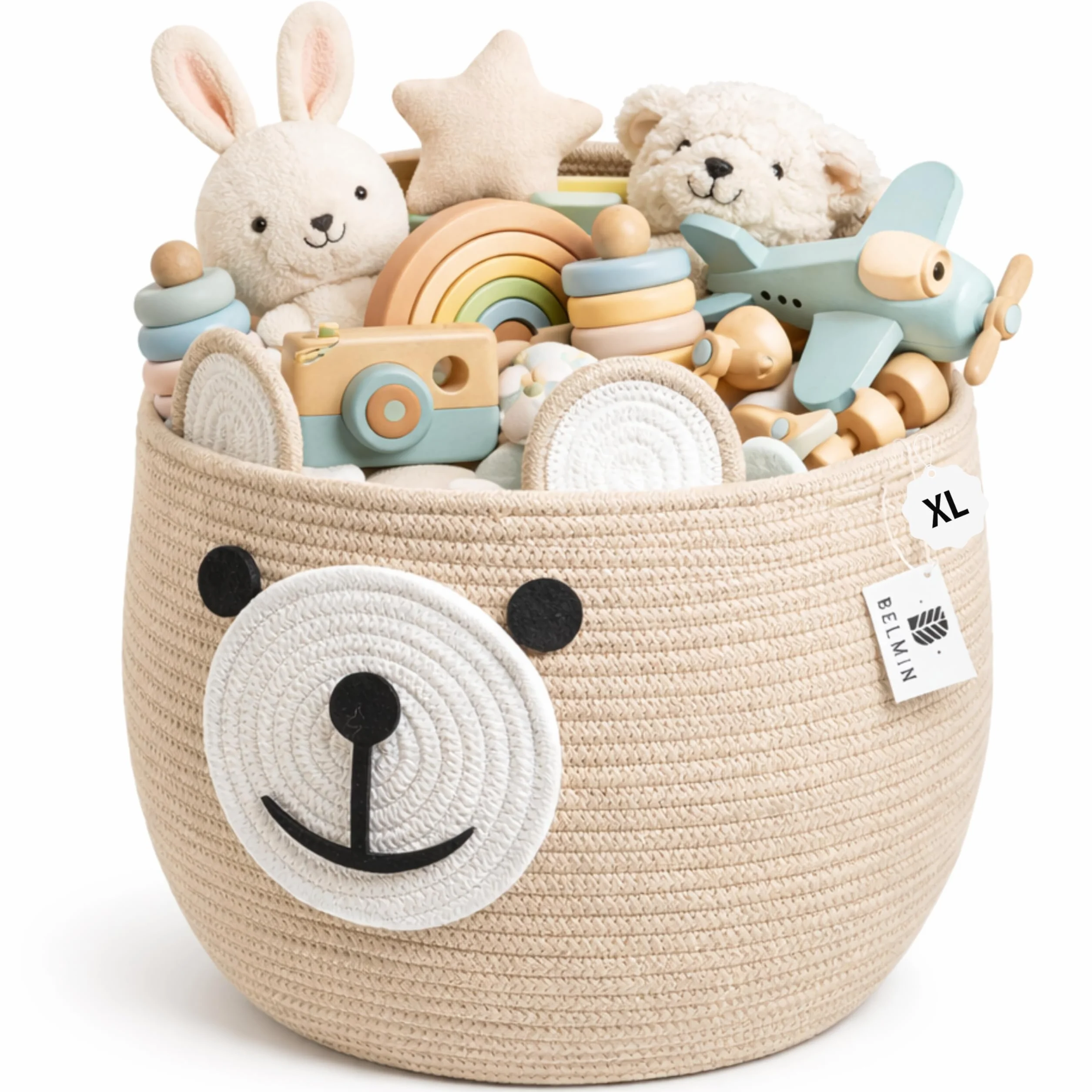 BELMIN Cesta Giochi Bambini Ø35cm – Cesto Portaoggetti Capiente e Stabile, Perfetto come Porta Peluche e Contenitore per la Cameretta