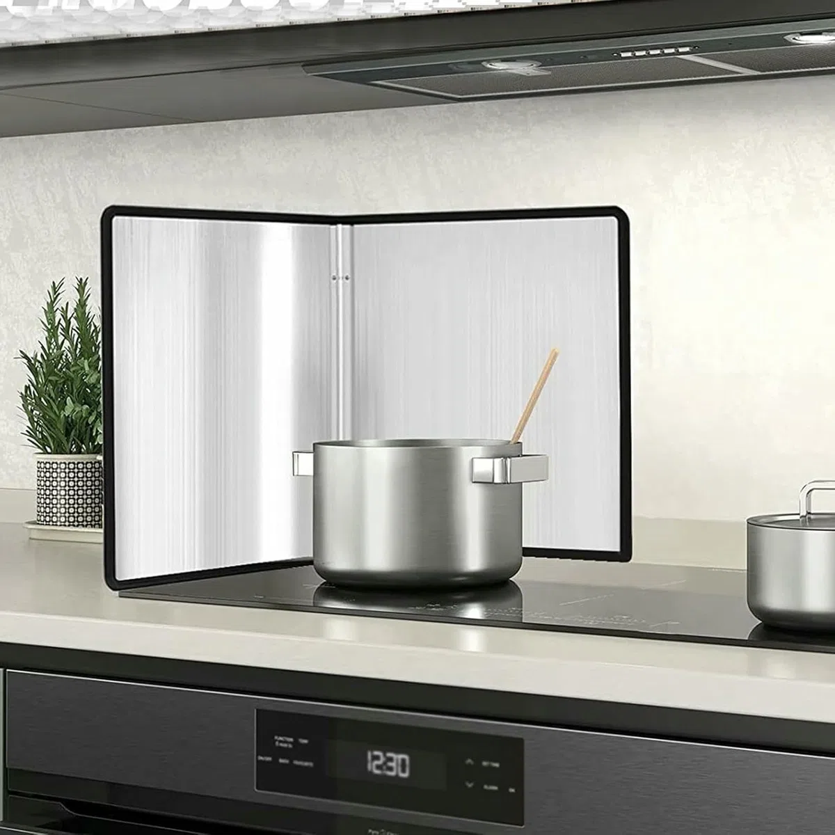 Protezione antispruzzo di Grasso per fornelli Pieghevoli, Protezione antispruzzi per padelle, Protezione per Scudo antispruzzo da Cucina, per Protezione Schermo Stufa (3 Sides 50x80x45cm)