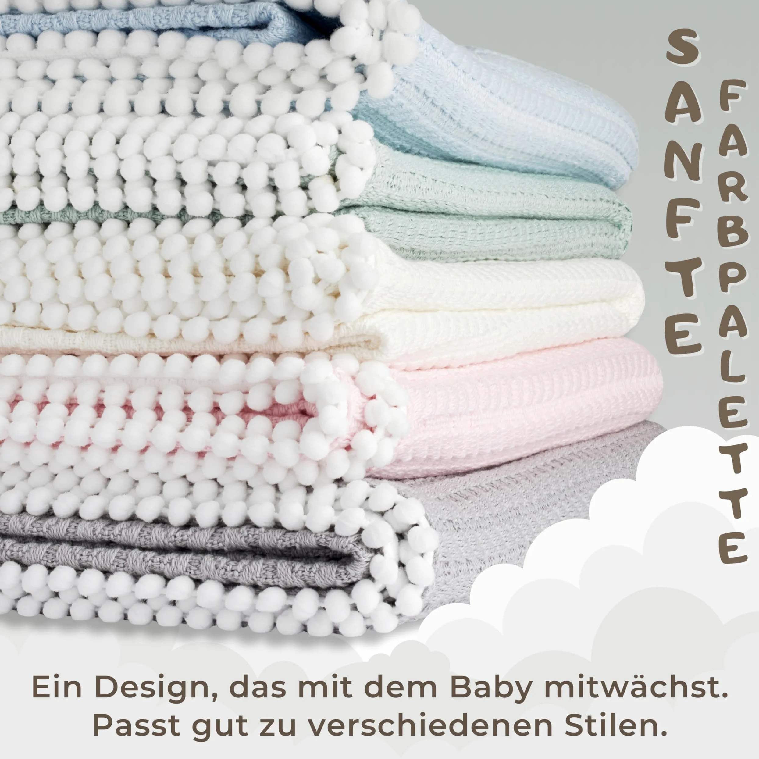 Coperta per neonati in 100% cotone biologico, 120 x 90 cm, lavorata a maglia e coperta per ragazze e ragazzi, extra morbida e traspirante, regalo di nascita, certificato Oeko-TEX