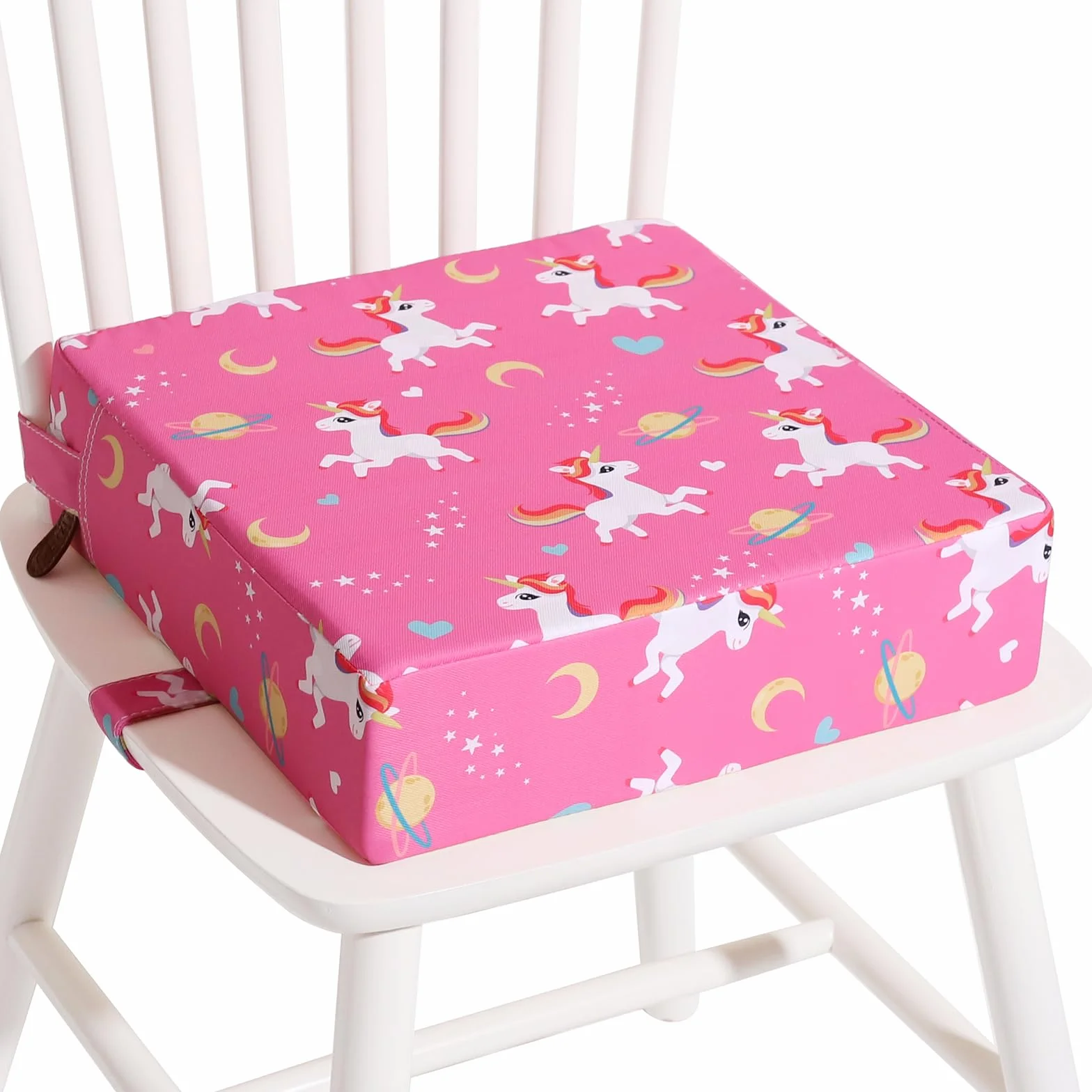 Rialzo Sedia Bambini Lavabile Rimovibile Portatile Cartone Animato Rialzo Sedia Bambini da Tavolo 2 Regolabile Cinghiette Antiscivolo Alzasedia Bambini Portatile per Usare Casa Viaggio(Rosa)