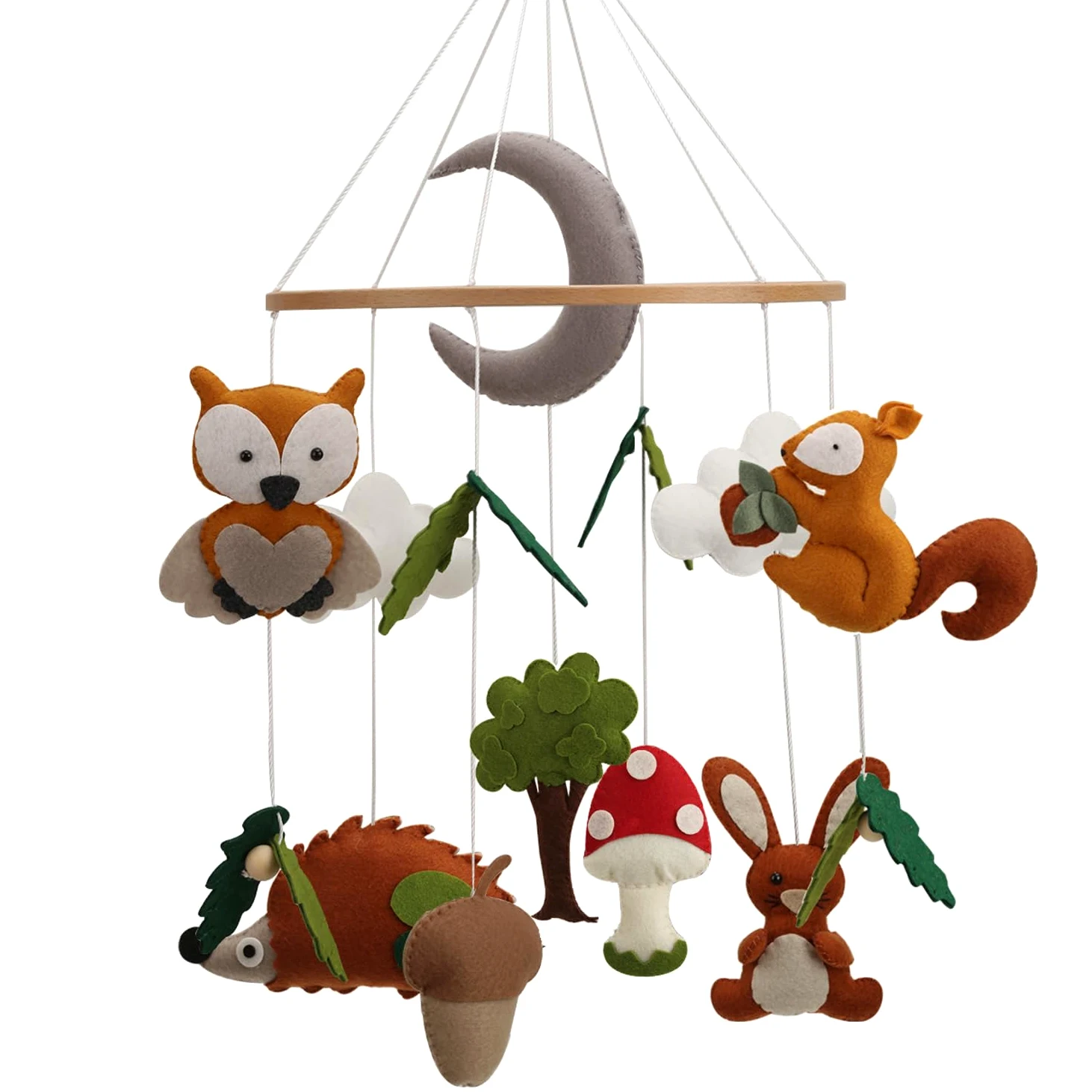 Woodland Mobile per culla – Una giostrina colorata neutra ad alto contrasto per culla con creature del bosco