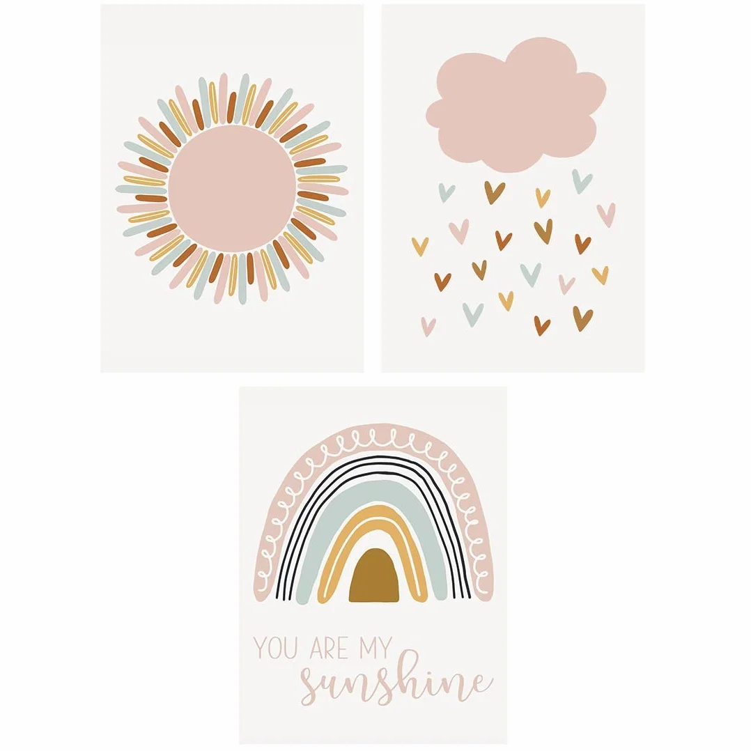 PLABBDPL Immagini per la Cameretta dei Bambini, Set di 3 Quadri Poster, Tela, Decorazione da Parete Regalo senza Cornice