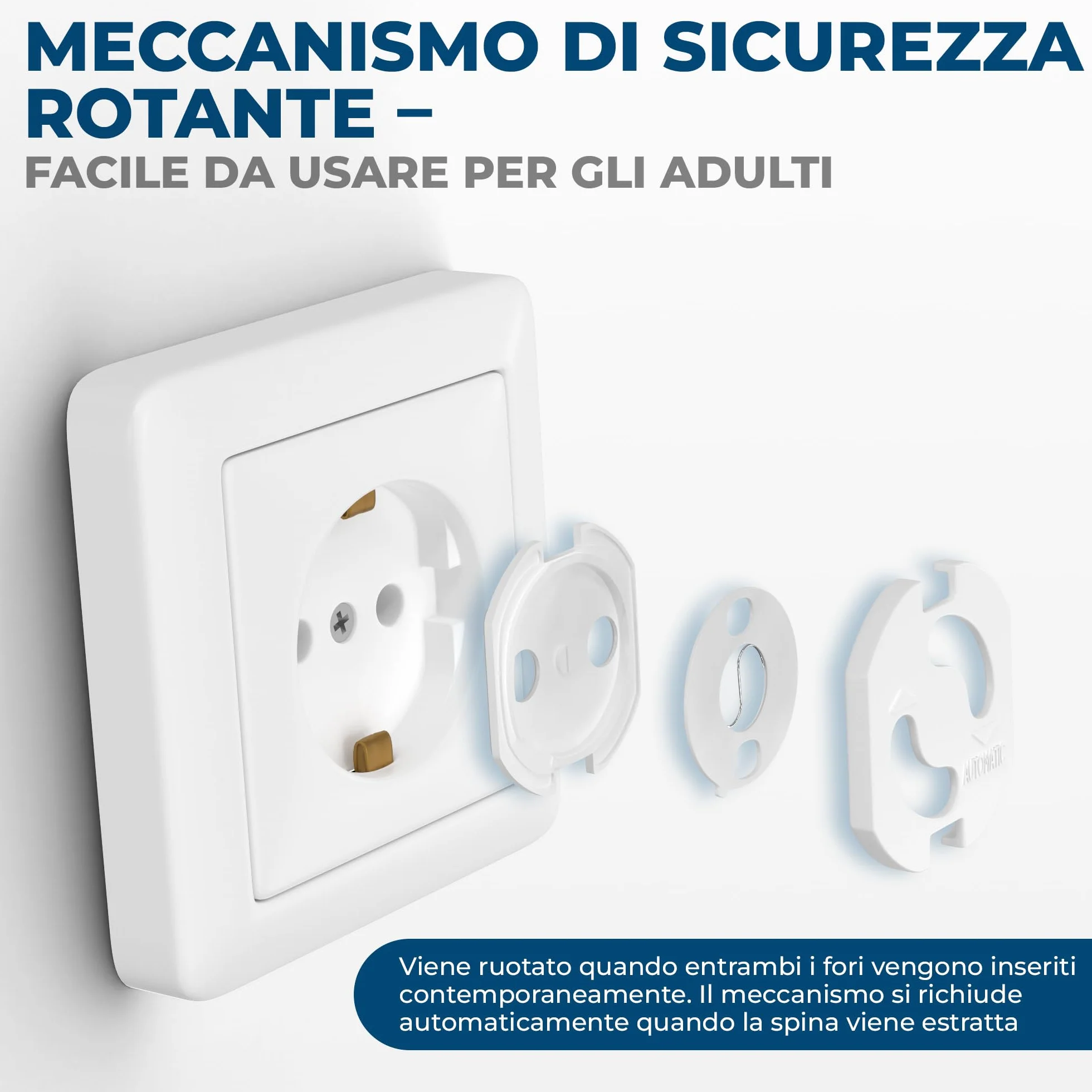 Hoffenbach Set di 20 prese elettriche con meccanismo rotante - Protezione per neonati e bambini - Copripresa di sicurezza per evitare incidenti e scosse elettriche - Presa elettrica - Bianco
