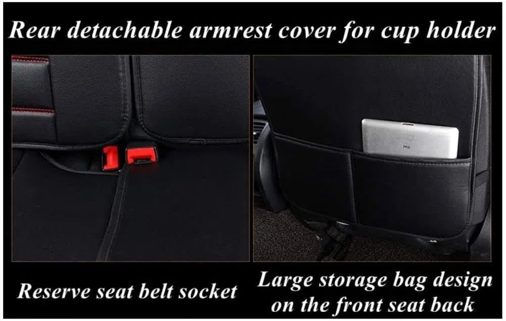 Per R&ENEALL Logan Coperchio del Sedile Set Set Completo Set Completo PU Protezioni per sedili Posteriori Anteriori in Pelle PU Cuscini Imbottiti Poggiatesta Impermeabile Traspirante