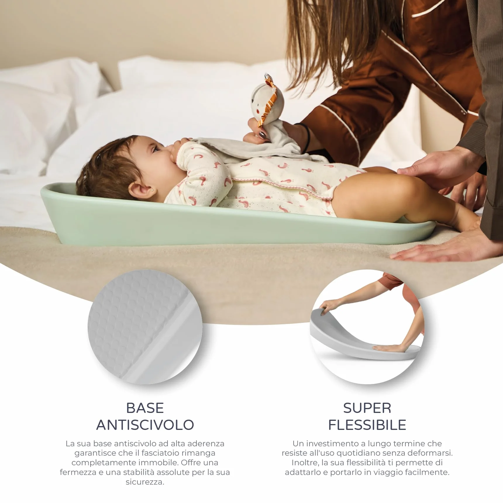 MS BabyWorld – FOAMY – Fasciatoio per Neonati Antiscivolo in EVA | Impermeabile, Facile da Pulire, Compatto per Viaggi e Uso Quotidiano | Da 0 a 12 Mesi | 67x41x10 cm (Grigio)