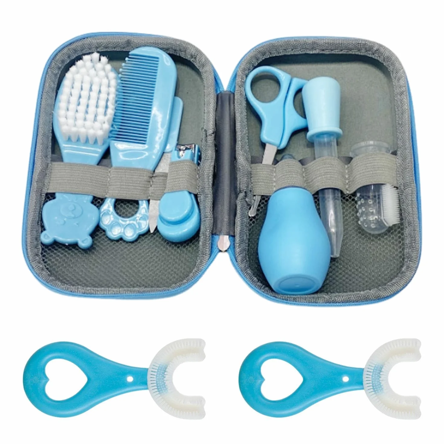1 set da bagno per bambini, 2 spazzolini da denti per bambini, prodotti per bambini portatili da esterno, kit per la salute e la bellezza del bambino, accessori per neonati