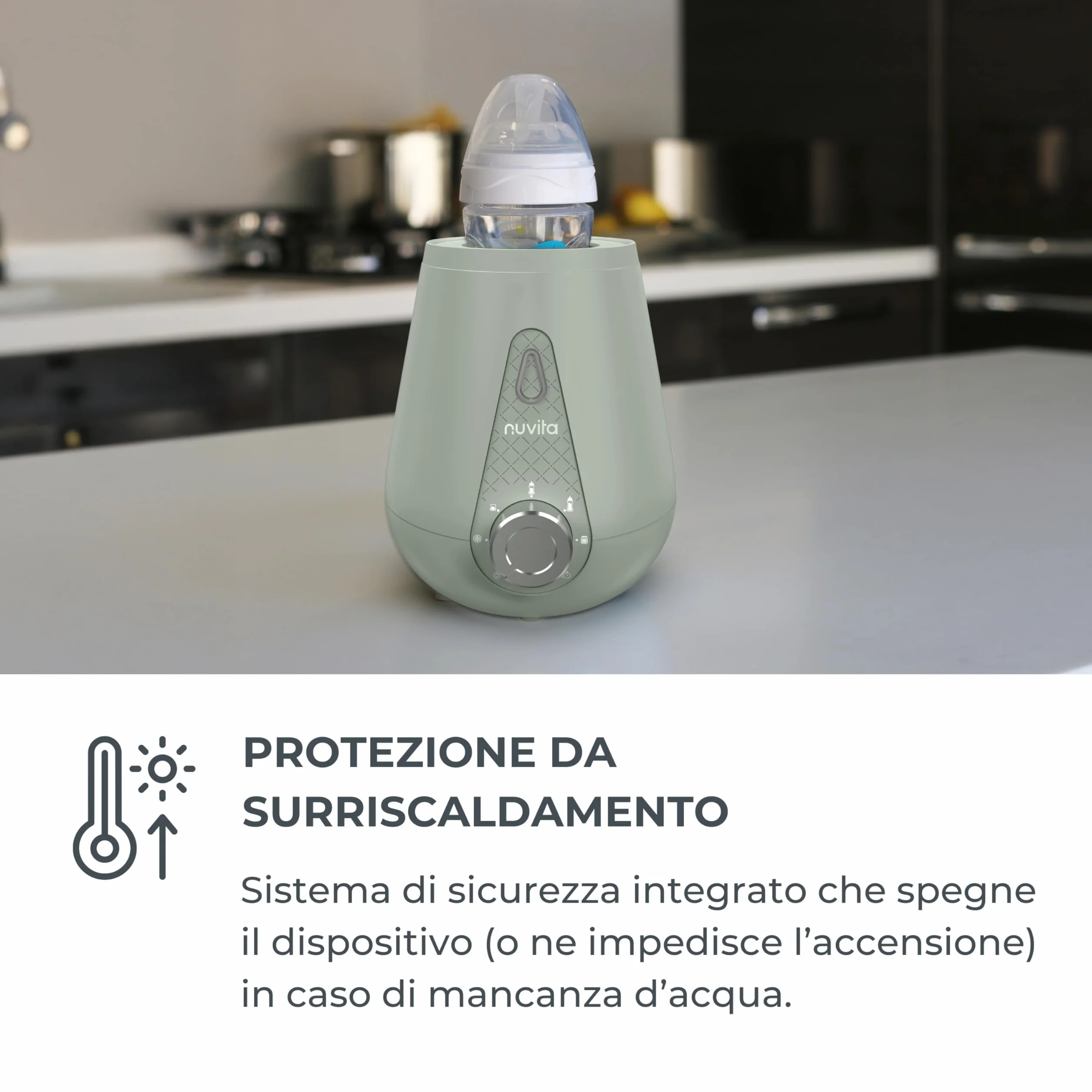 Nuvita 1165 | Scalda Biberon Neonato Casa e Auto | Scaldabiberon da Viaggio | Scaldabiberon Veloce | Scalda Latte Neonato | Scalda Pappa Neonato | Riscalda Alimenti - Sage Green