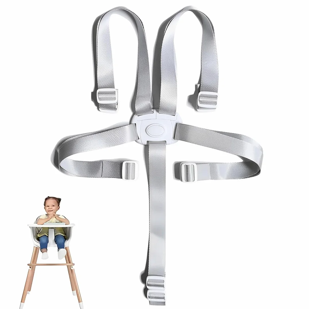 Cinture Universali per Seggiolone Cinghie per Seggiolone a 5 Punti, Cinture Seggiolone Pappa Universale, Regolabile Cintura di Sicurezza per Bambini, Adatta per Seggioloni Auto Carrozzine