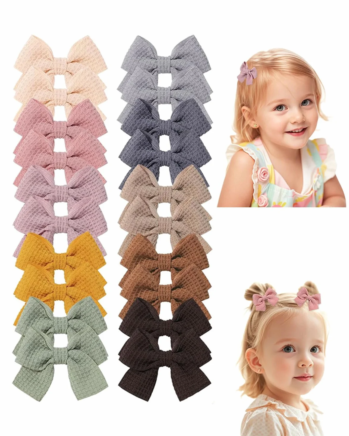 DAFNE 20 Pezzi Mollette Capelli Neonata Piccolo 7 cm Fermagli per Capelli per Bambini, Antiscivolo Fiocchi Capelli per Bambina